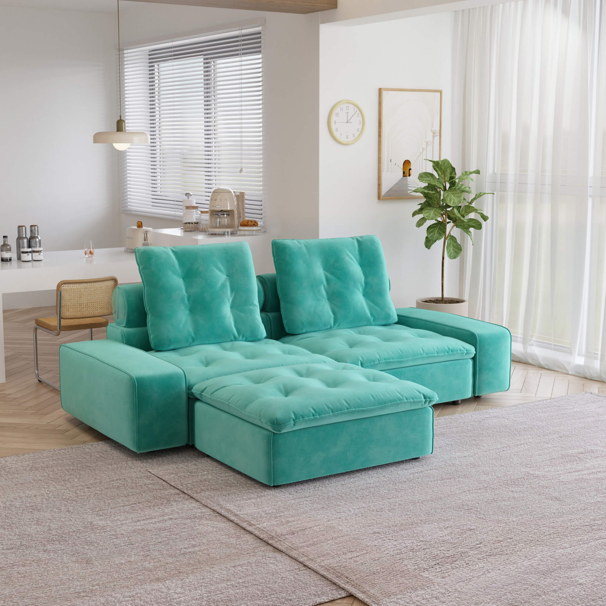 Sky Cloud Loveseat with 1 Ottoman Adjustable Sofa