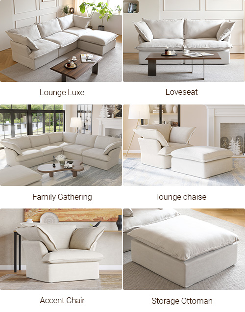 Sky Cloud Plus Sectional Sofa Scenes