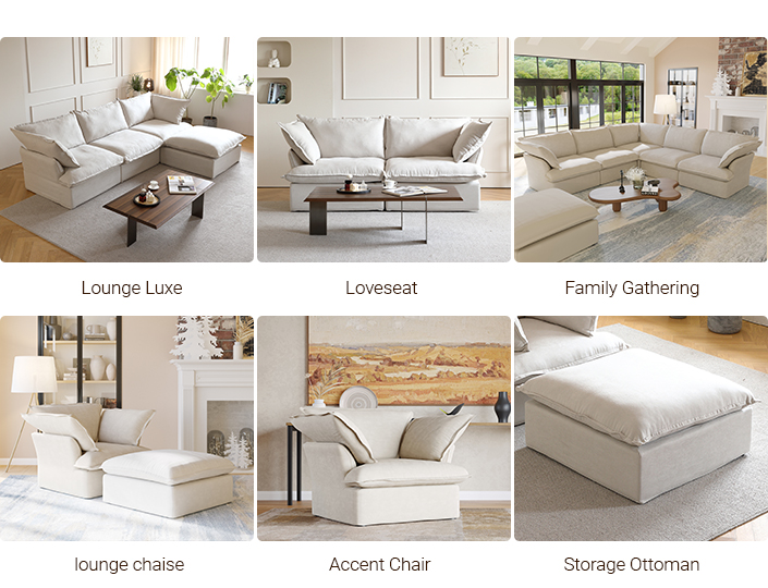 Sky Cloud Plus Sectional Sofa Scenes