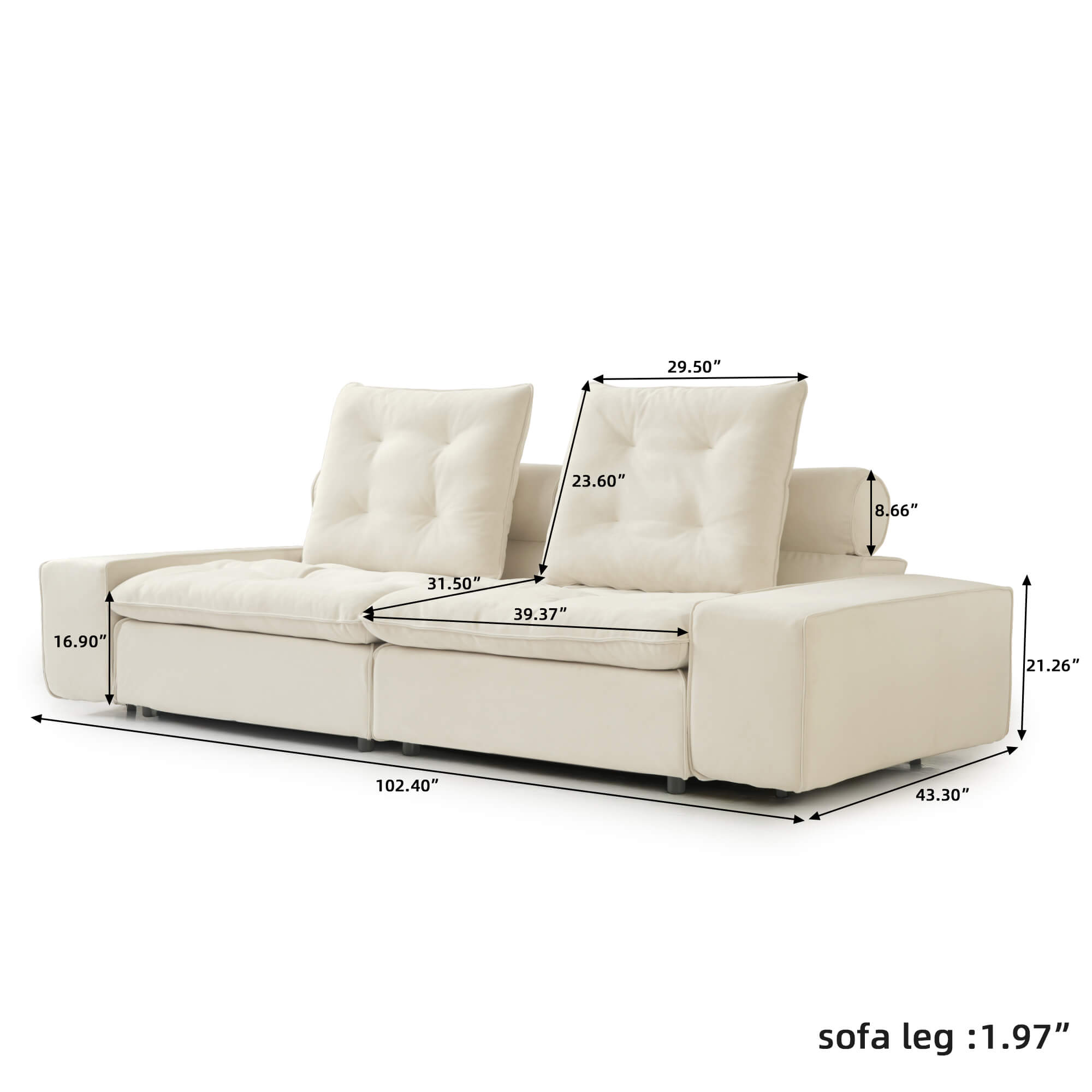 Sky Cloud Loveseat Adjustable Sofa