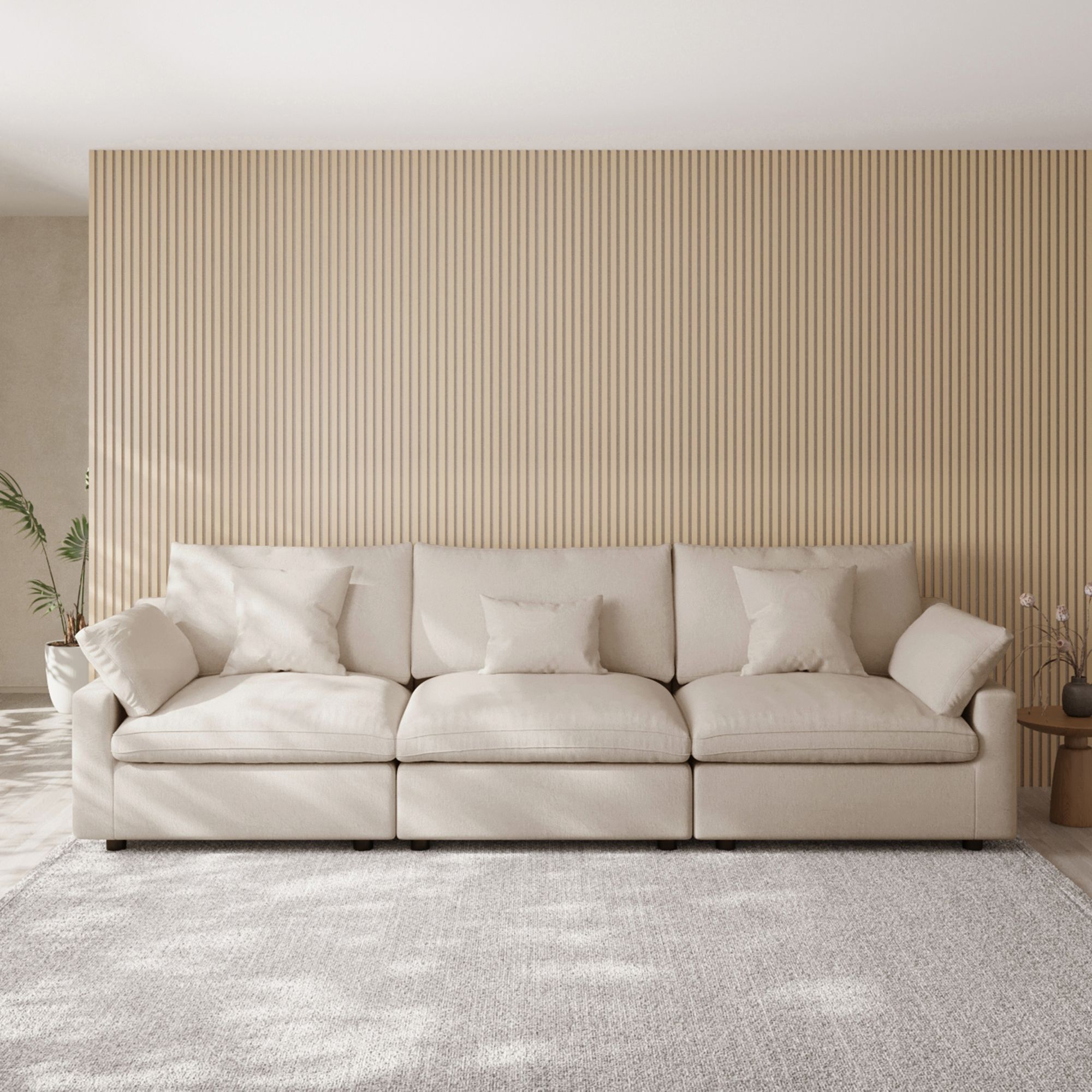 Sky Cloud Slope Sectional Sofa | Removable Linen Sleepers 3-Seaters