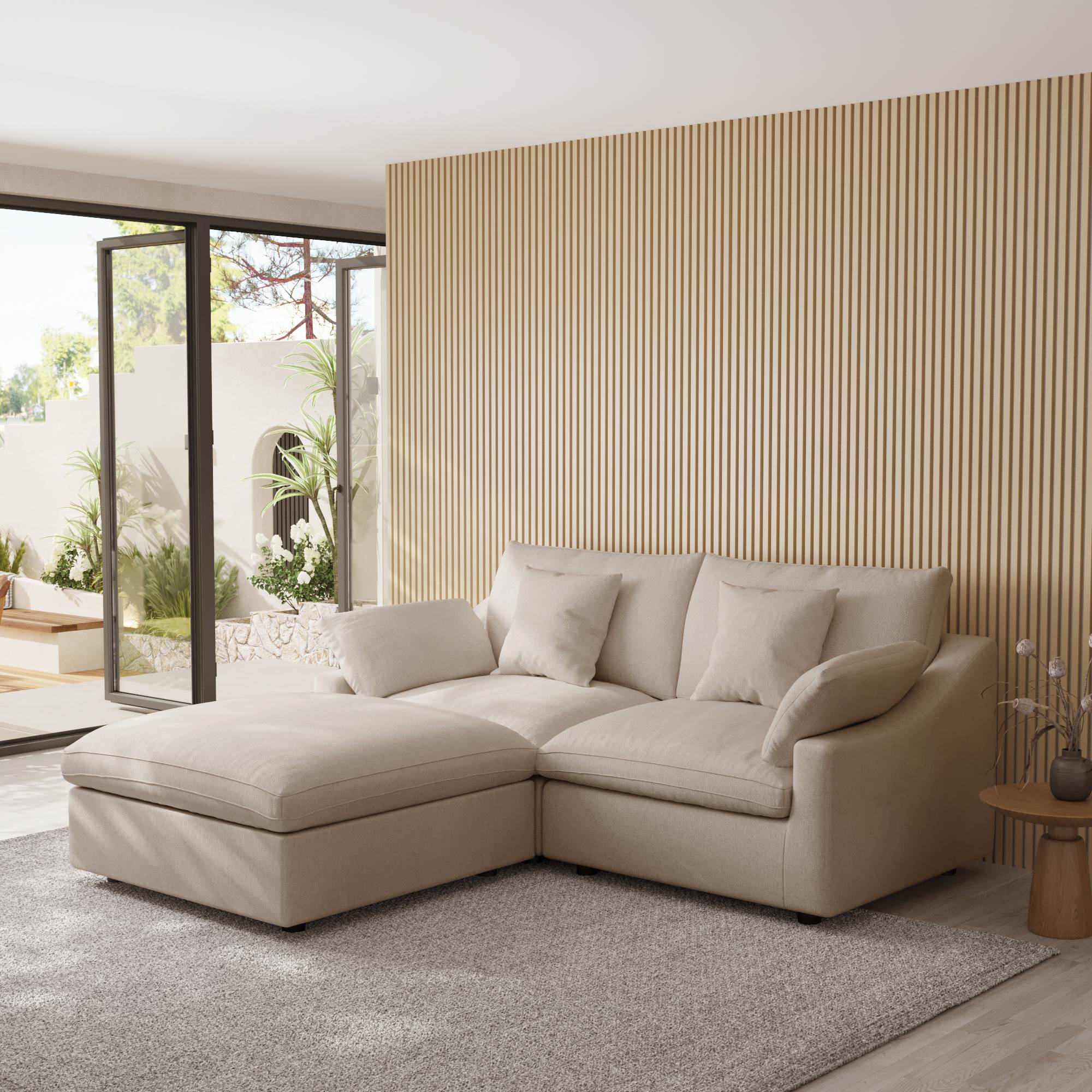 Sky Cloud Slope Sectional Sofa | Cozy Comfort 83-Inch Linen L-Shaped Sectional 3-Seater