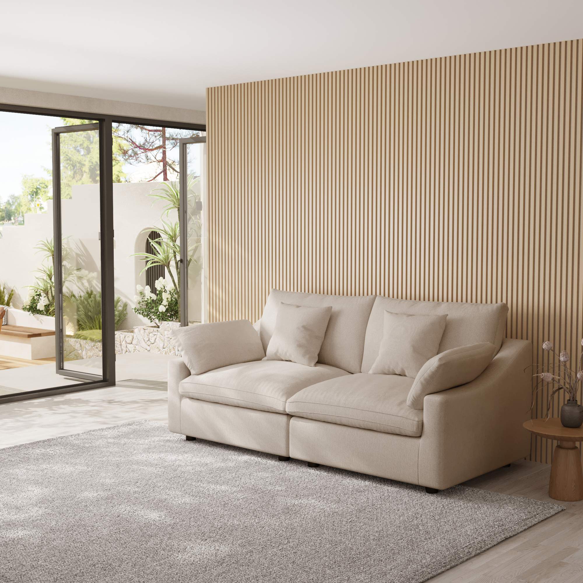 Sky Cloud Slope Sectional Sofa | Compact Comfort 83-Inch Linen Loveseats 2-Seater