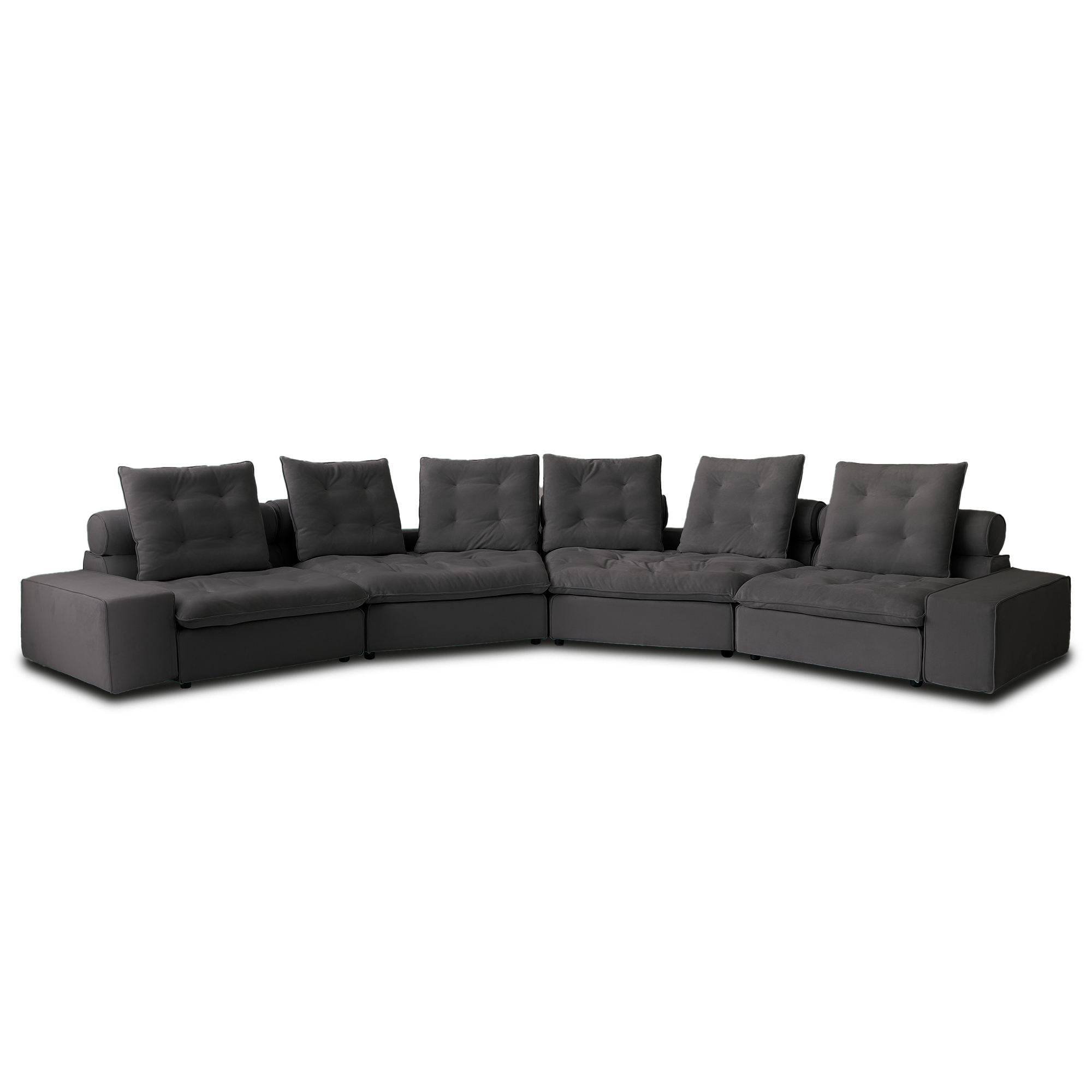 Sky Cloud Deluxe | Adjustable Pet-Friendly 4-Seater Curve Sectional Sofa with Roller Backrest