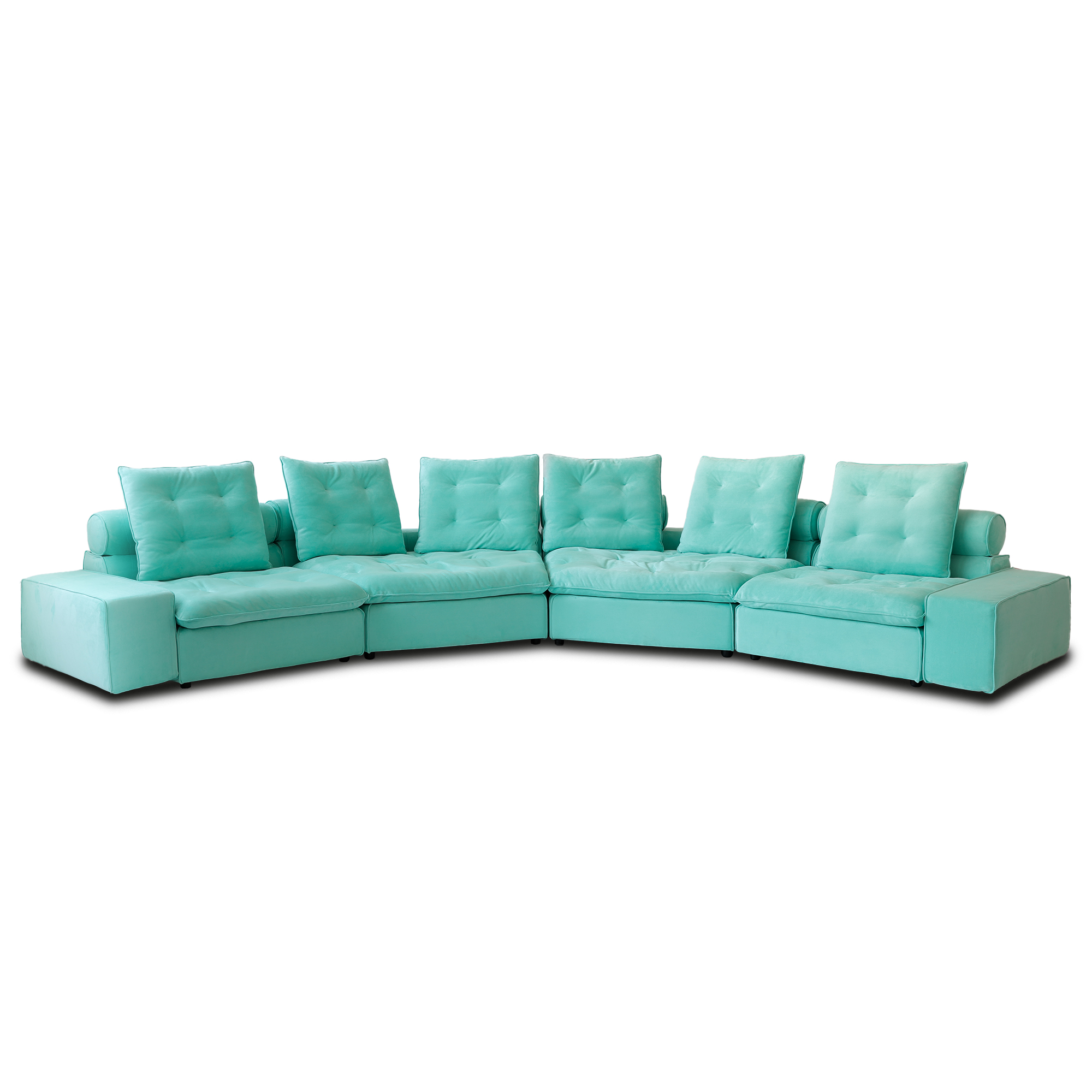 Sky Cloud Deluxe | Adjustable Pet-Friendly 4-Seater Curve Sectional Sofa with Roller Backrest