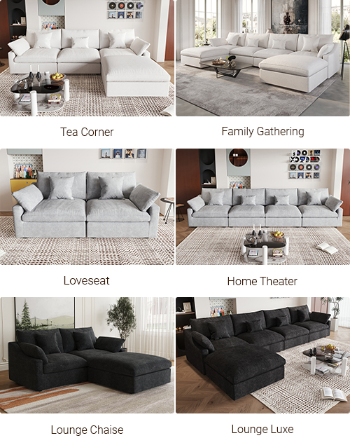 Sky Cloud Classic Sectional Sofa Scenes