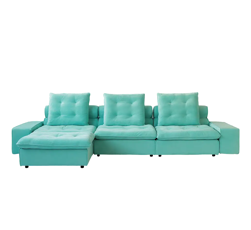 Sky Cloud Deluxe 142 Adjustable Pet Friendly 3 Seater L Shaped Sectional Sofa With Roller Backrest