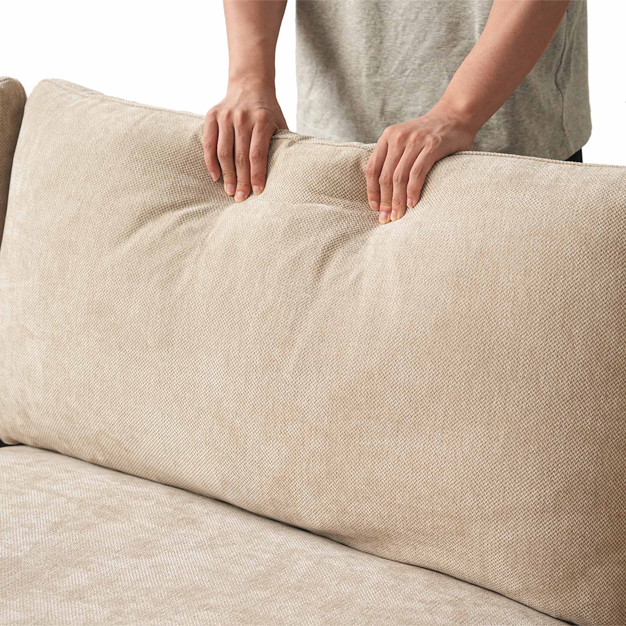 Sky Cloud Slope Sectional Sofa | Modular Comfort Linen L-Shaped Sectional 4-Seater