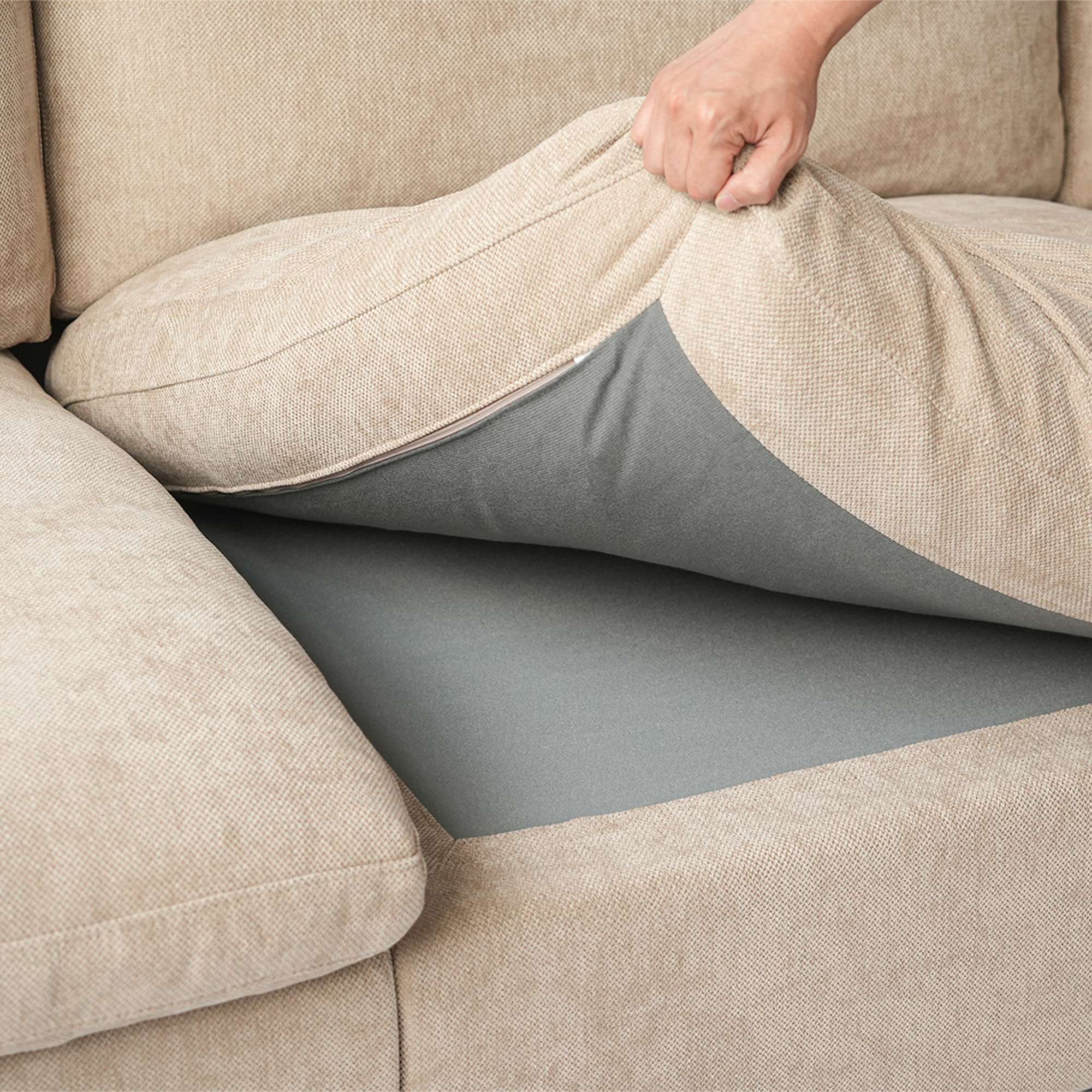 Sky Cloud Slope Sectional Sofa | Modular Comfort Linen L-Shaped Sectional 4-Seater