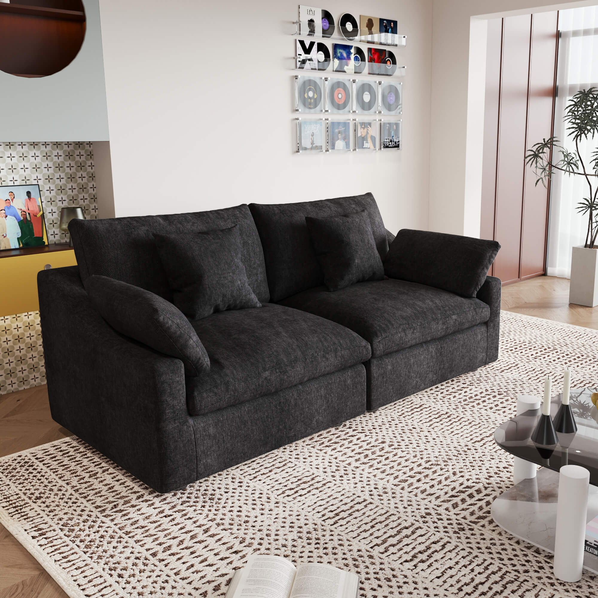 Sky Cloud Slope Loveseat Sectional Sofa with Washable Sofa Cover