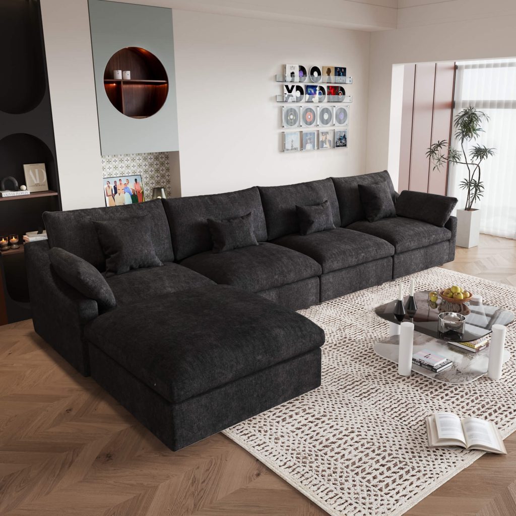 cloud black sofa 140BK-1+2+3+3+4(2)