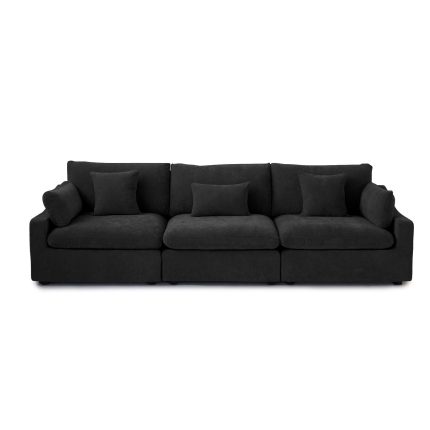 sky cloud slope armrest 3-seater black sofa140BK