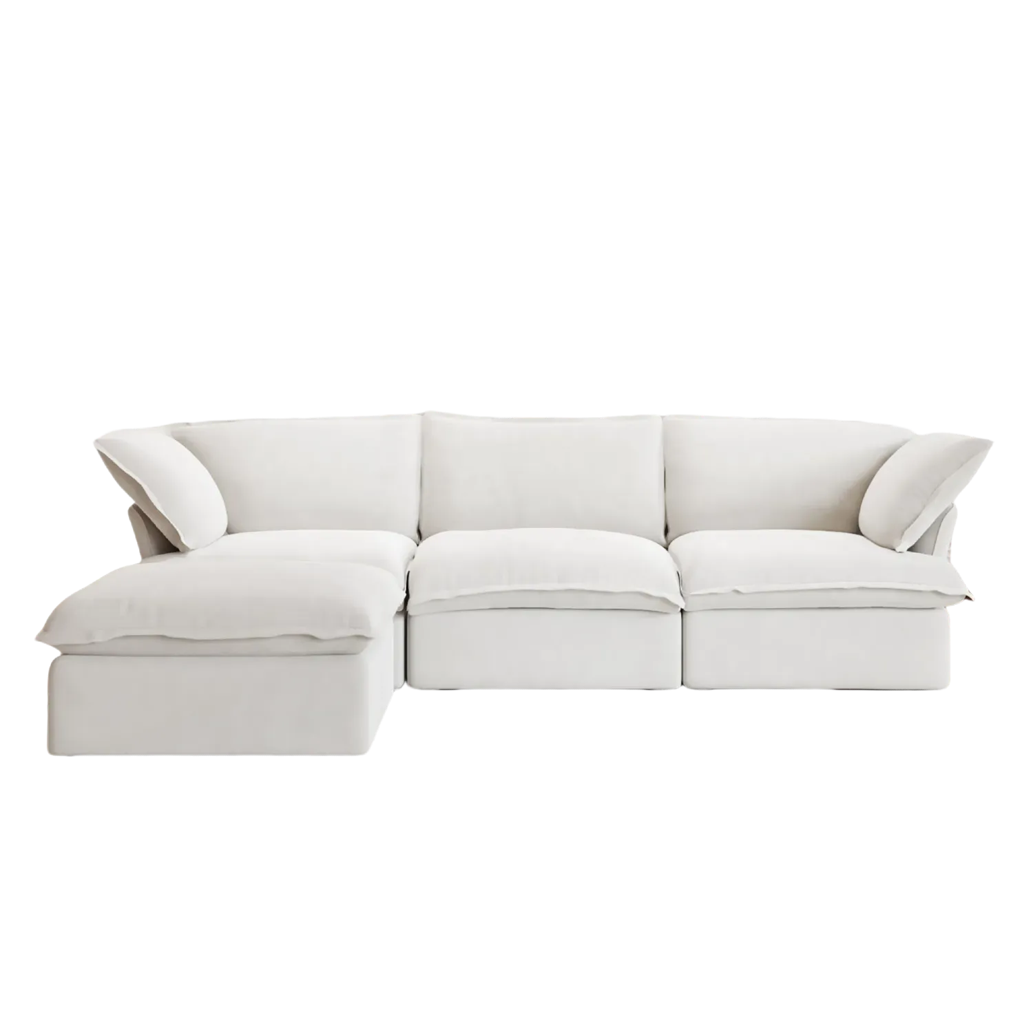 Modular Washable 122-Inch Linen L-Shaped Sectionals 4-Seaters