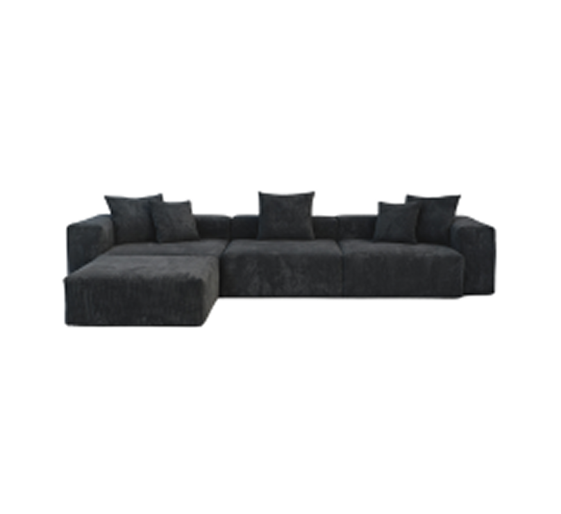 Pixel Modern | 141.73″ Corduroy Armrest Sofa With Ottoman L-Shaped Removable Sofa Cover