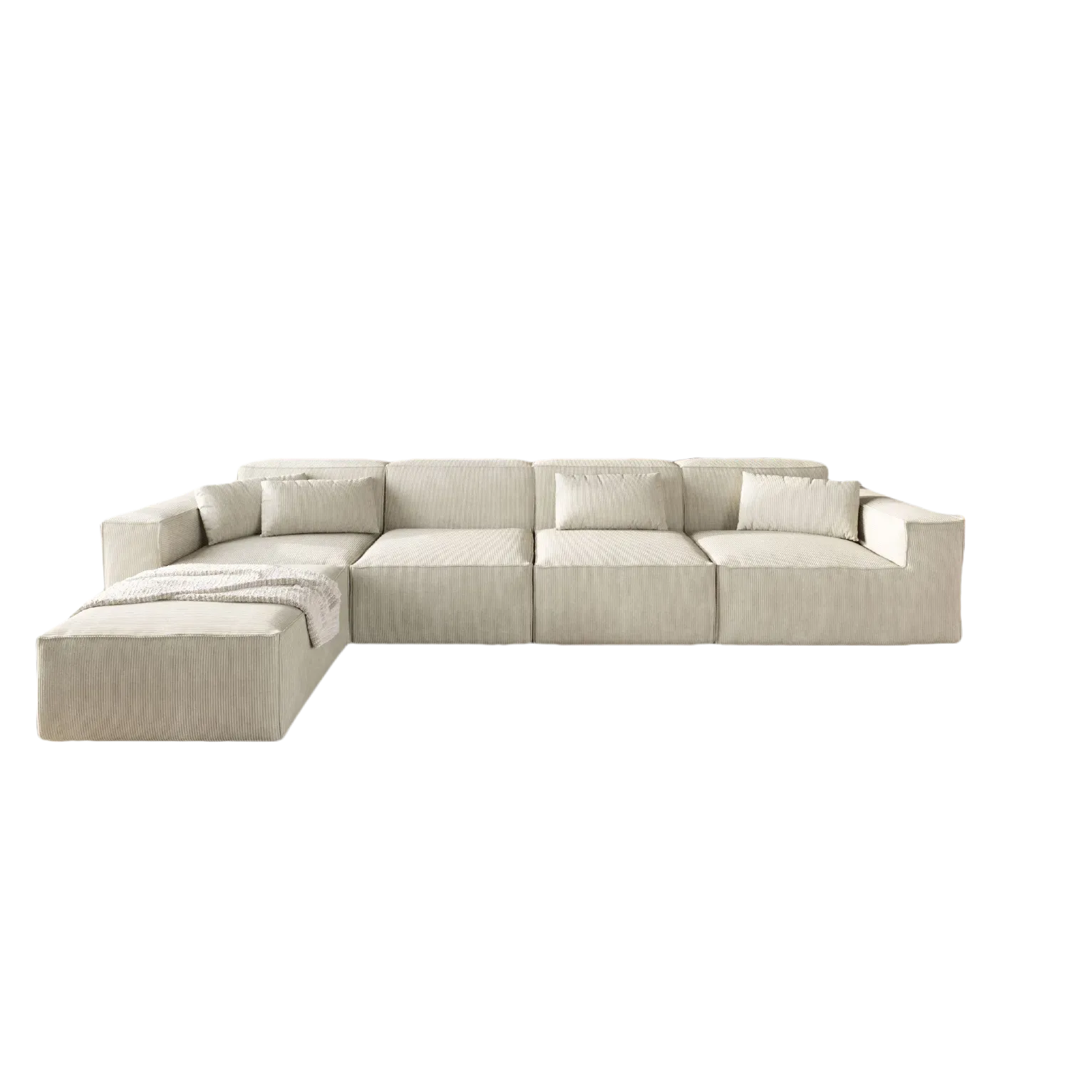 Plush Comfort Corduroy L-Shaped Sectionals 5-Seaters