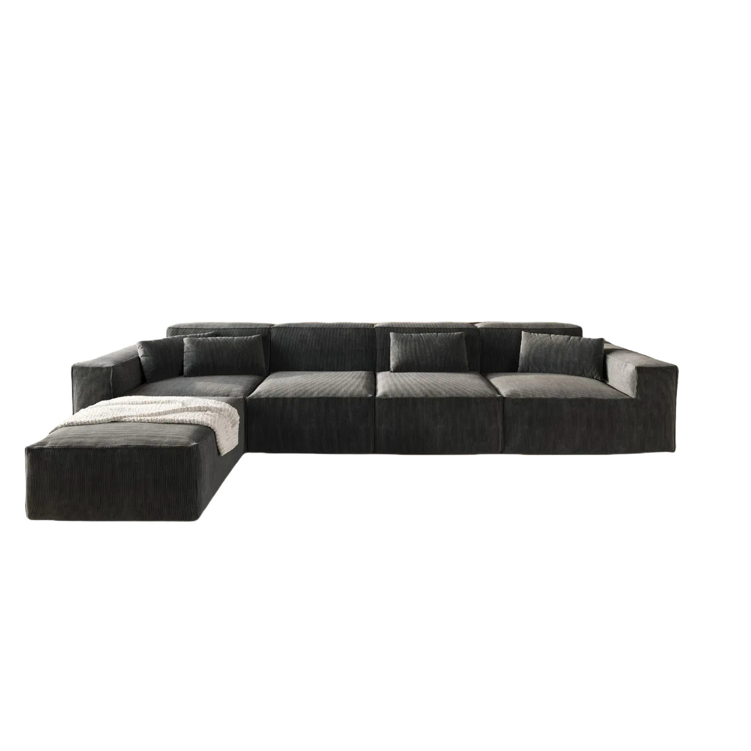 Plush Comfort Corduroy L-Shaped Sectionals 5-Seaters
