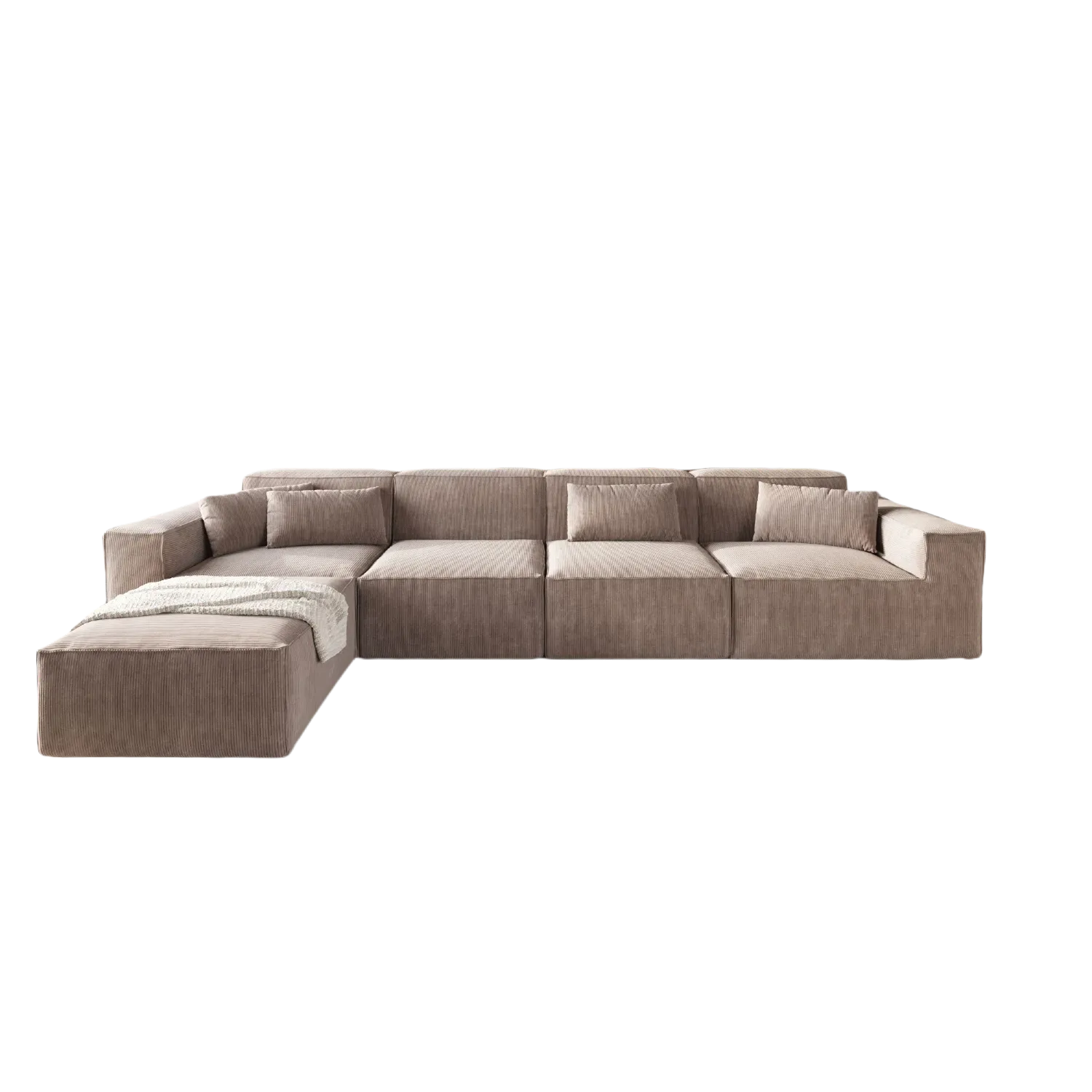 Plush Comfort Corduroy L-Shaped Sectionals 5-Seaters