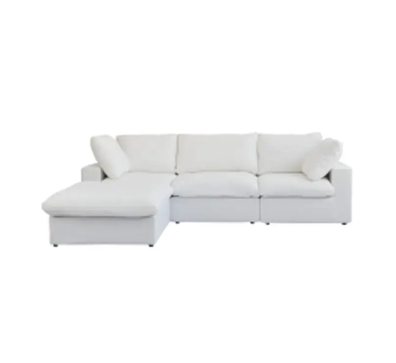 Sky Cloud | 120.45″ Sectional Sofa L-Shaped with Ottoman Removable Sofa Cover