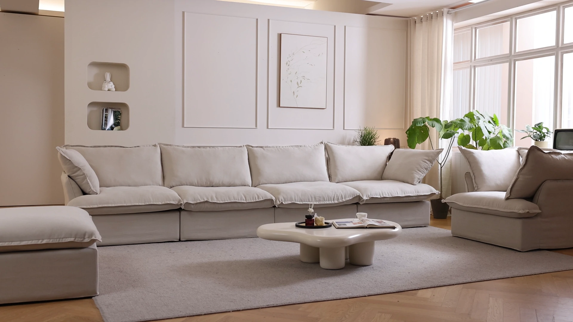 Sky Cloud Plus Sectional Sofa In Linen Sofa Covers