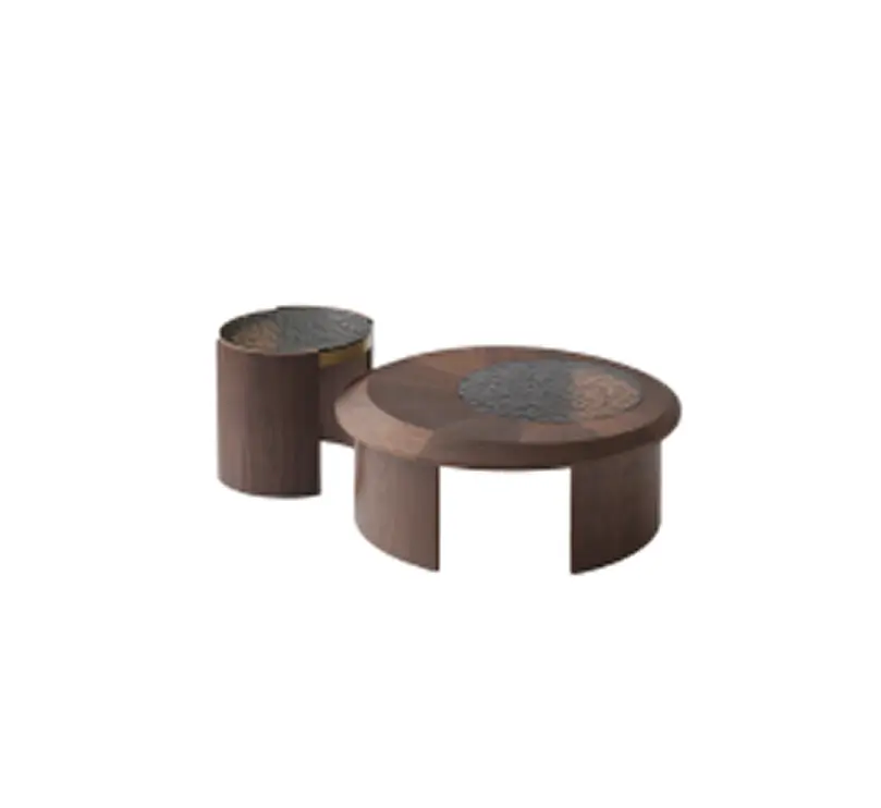Tavola Modern Round Coffee Table Set Glass And Wood