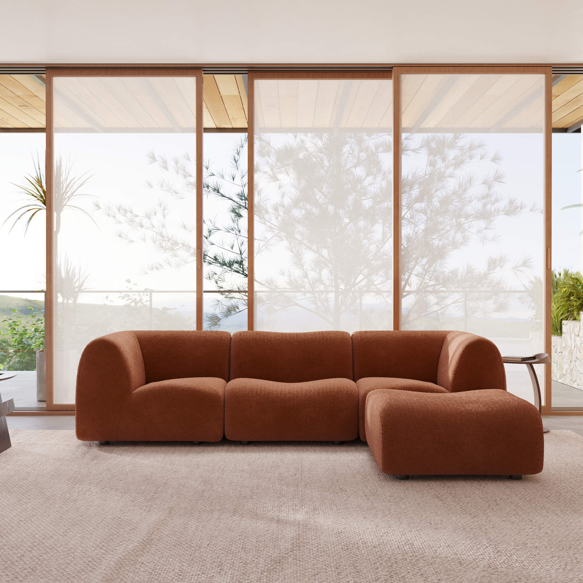 1977 Modular Sectional Couch | Pet-Friendly High-Arm Sofa with Washable Covers 3-Seater L-Shaped