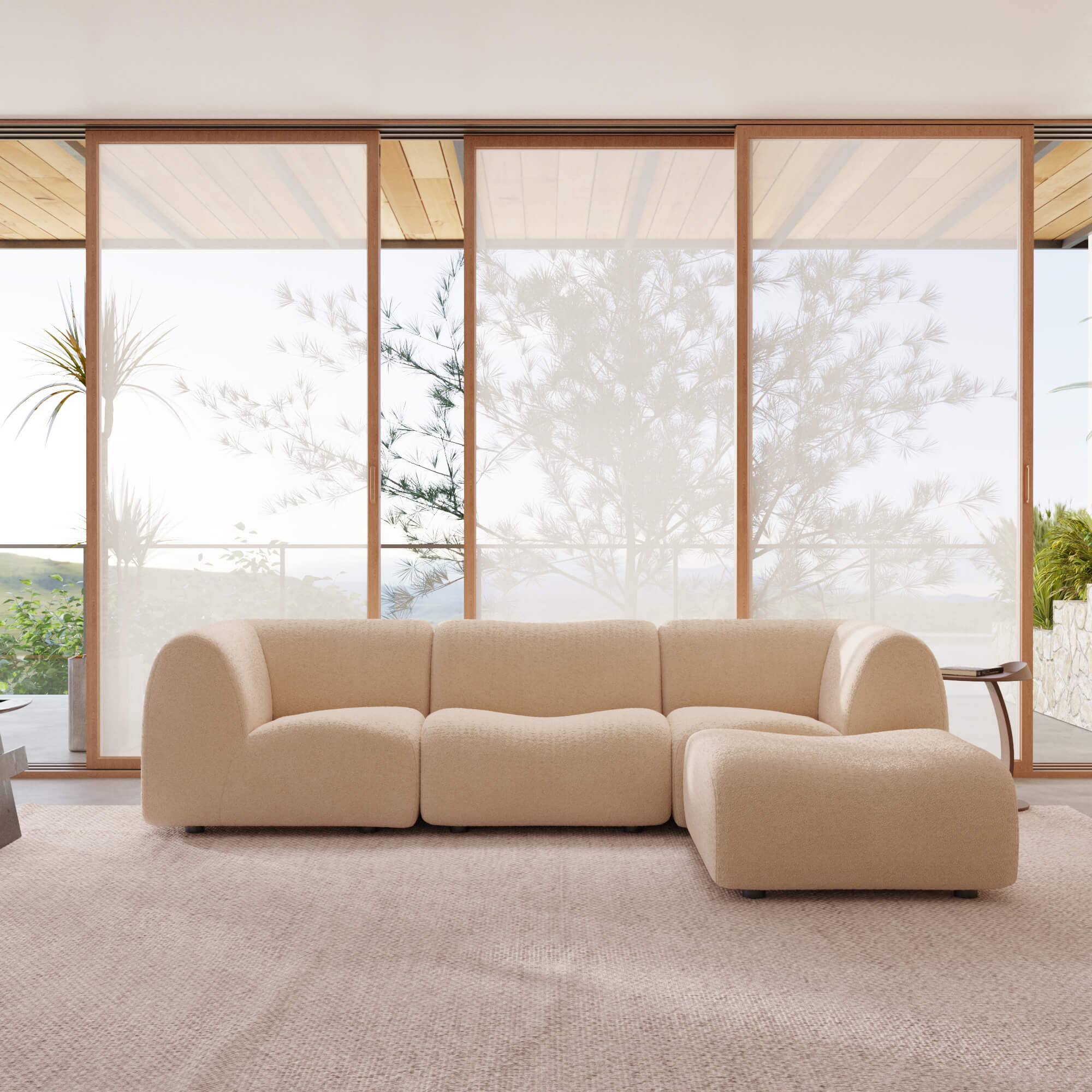 1977 Modular Sectional Couch | Pet-Friendly High-Arm Sofa with Washable Covers 3-Seater L-Shaped