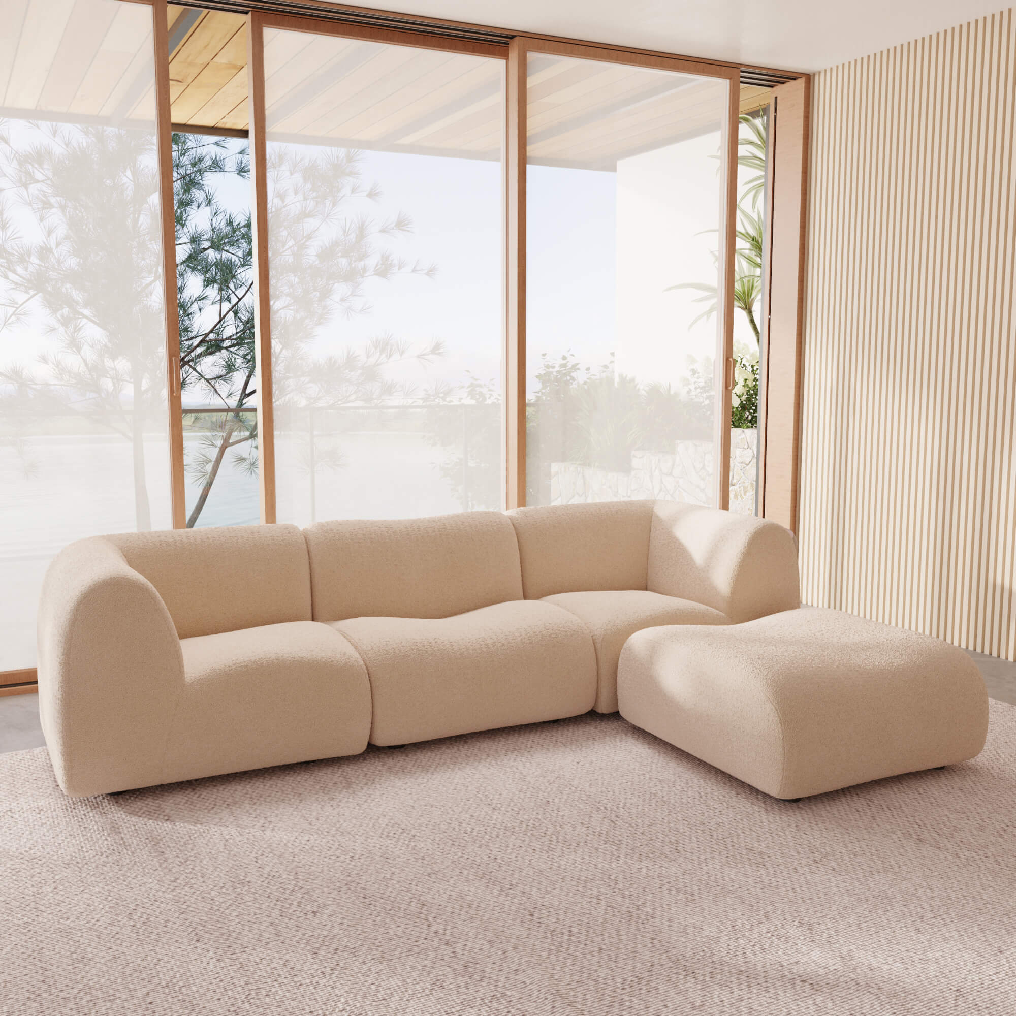 1977 Modular Sectional Couch | Pet-Friendly High-Arm Sofa with Washable Covers 3-Seater L-Shaped