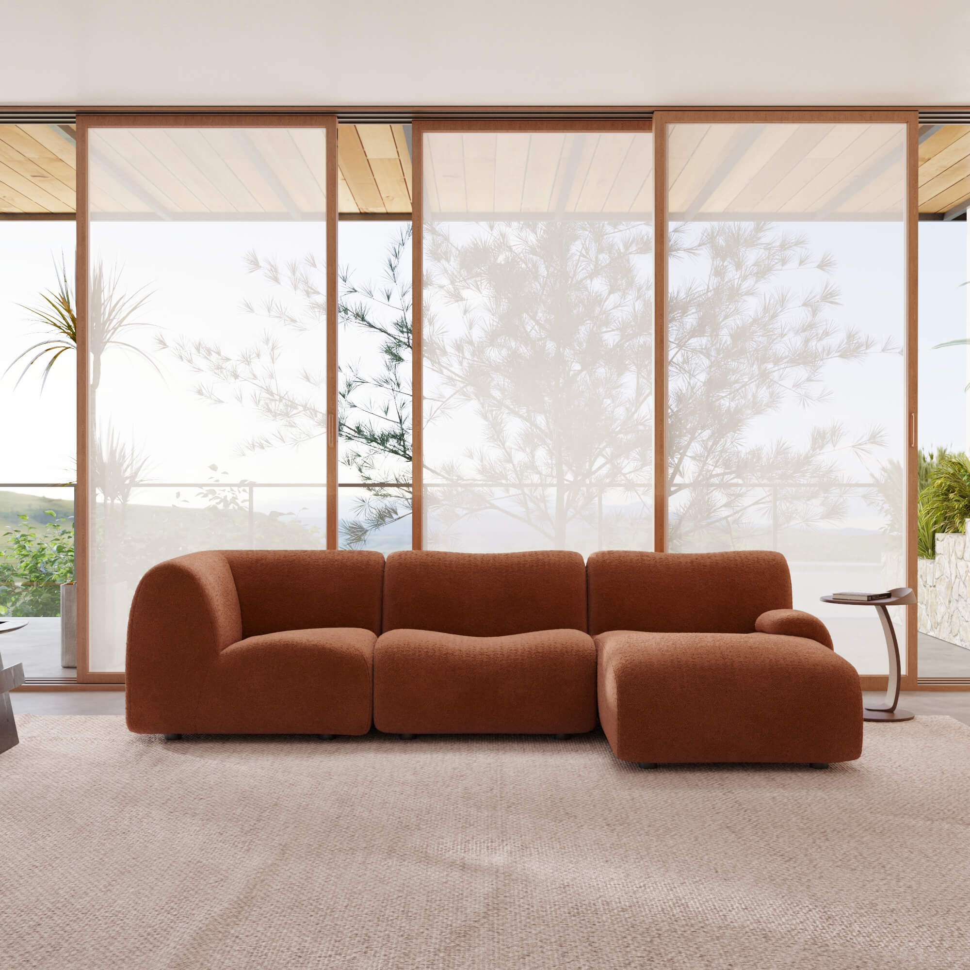 1977 Modular Sectional Couch | Pet-Friendly High-Arm Sofa Chaise with Washable Covers 3-Seater