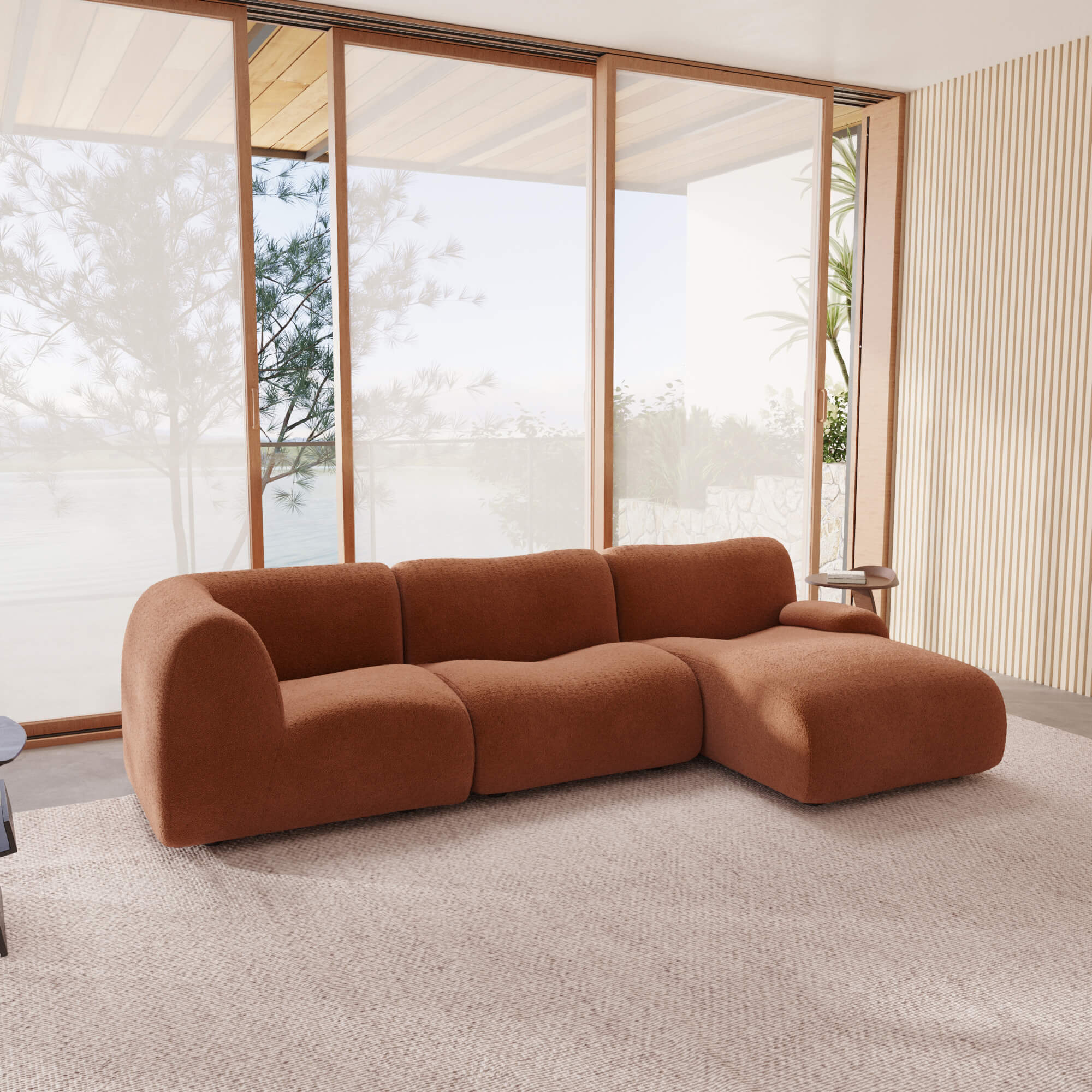1977 Modular Sectional Couch | Pet-Friendly High-Arm Sofa Chaise with Washable Covers 3-Seater