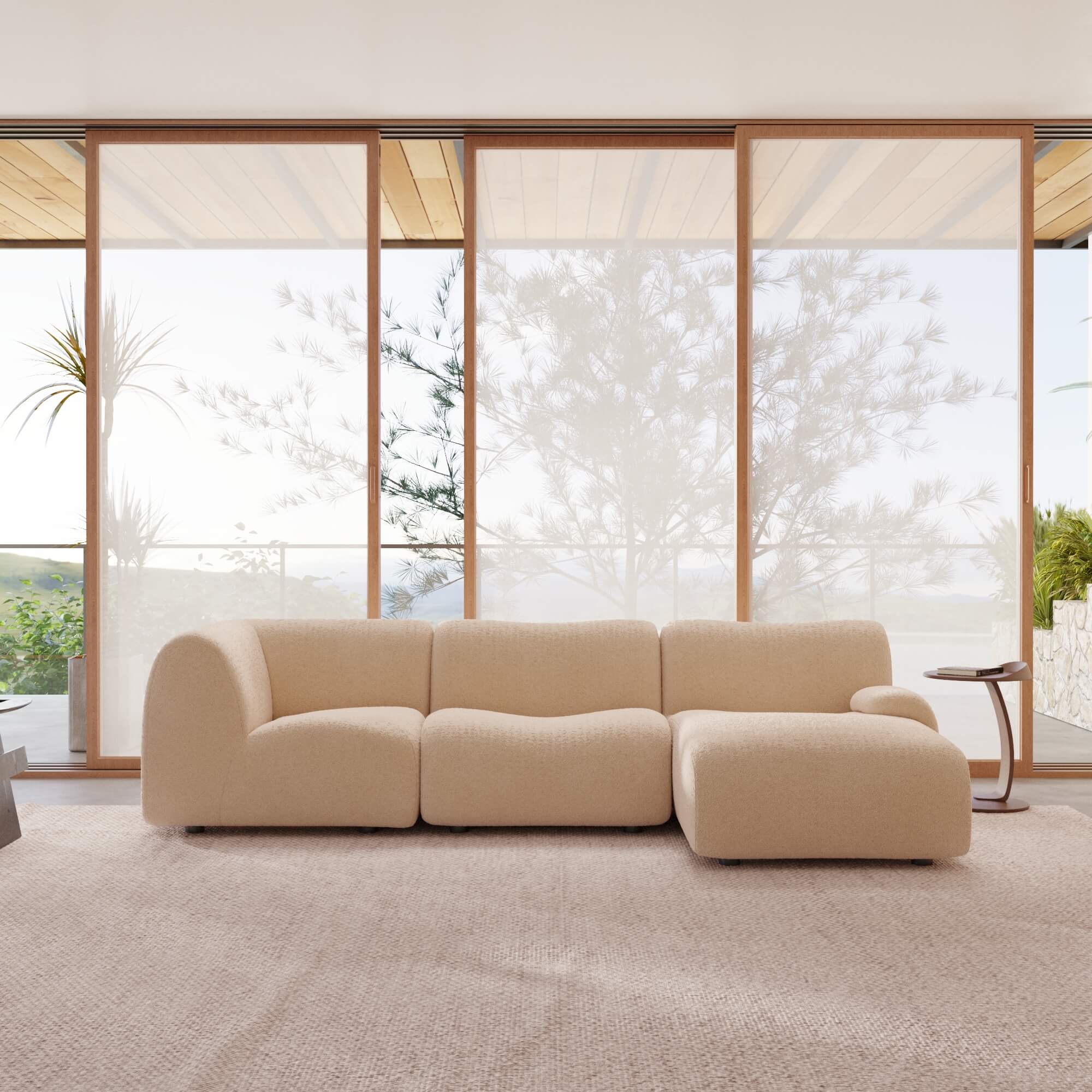1977 Modular Sectional Couch | Pet-Friendly High-Arm Sofa Chaise with Washable Covers 3-Seater