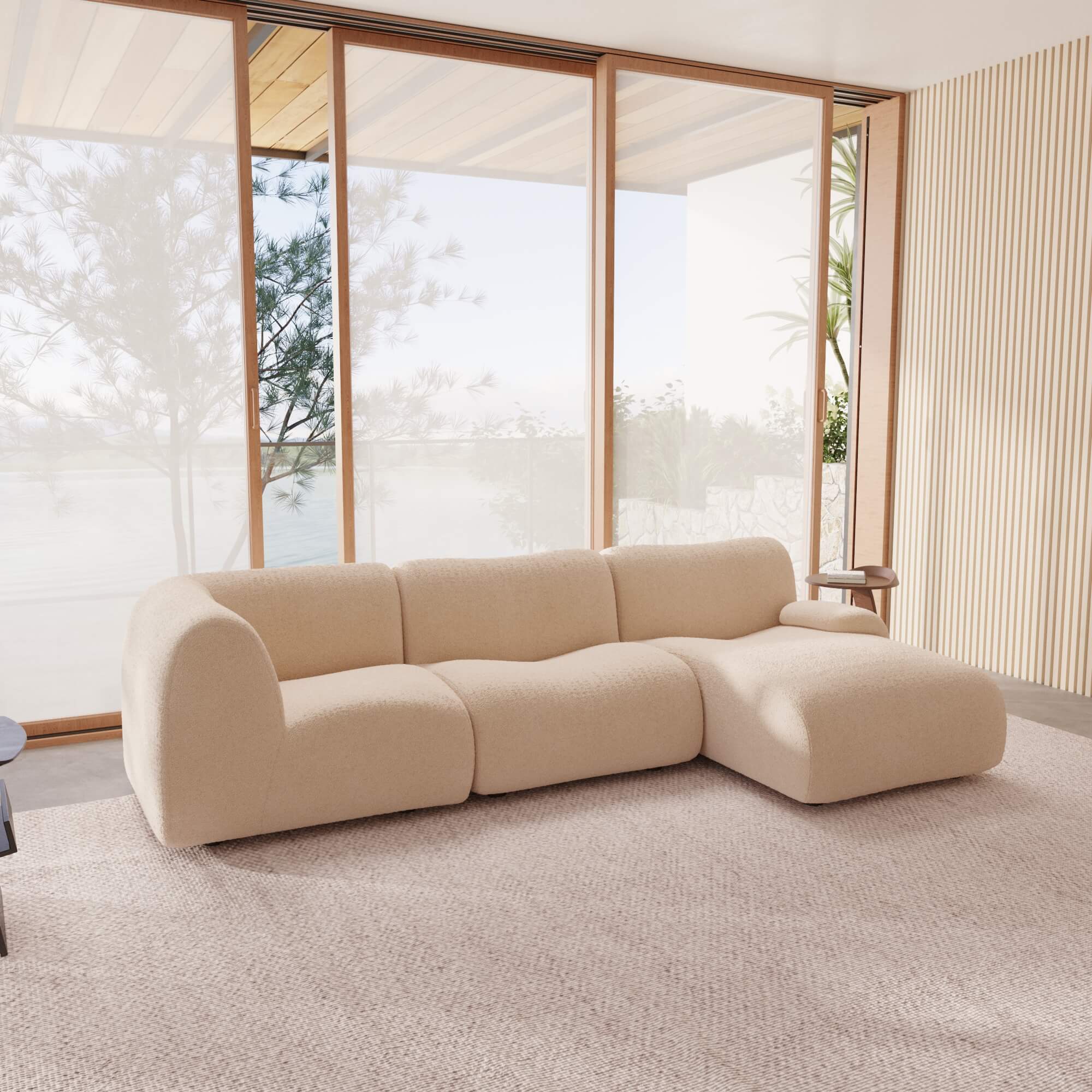 1977 Modular Sectional Couch | Pet-Friendly High-Arm Sofa Chaise with Washable Covers 3-Seater