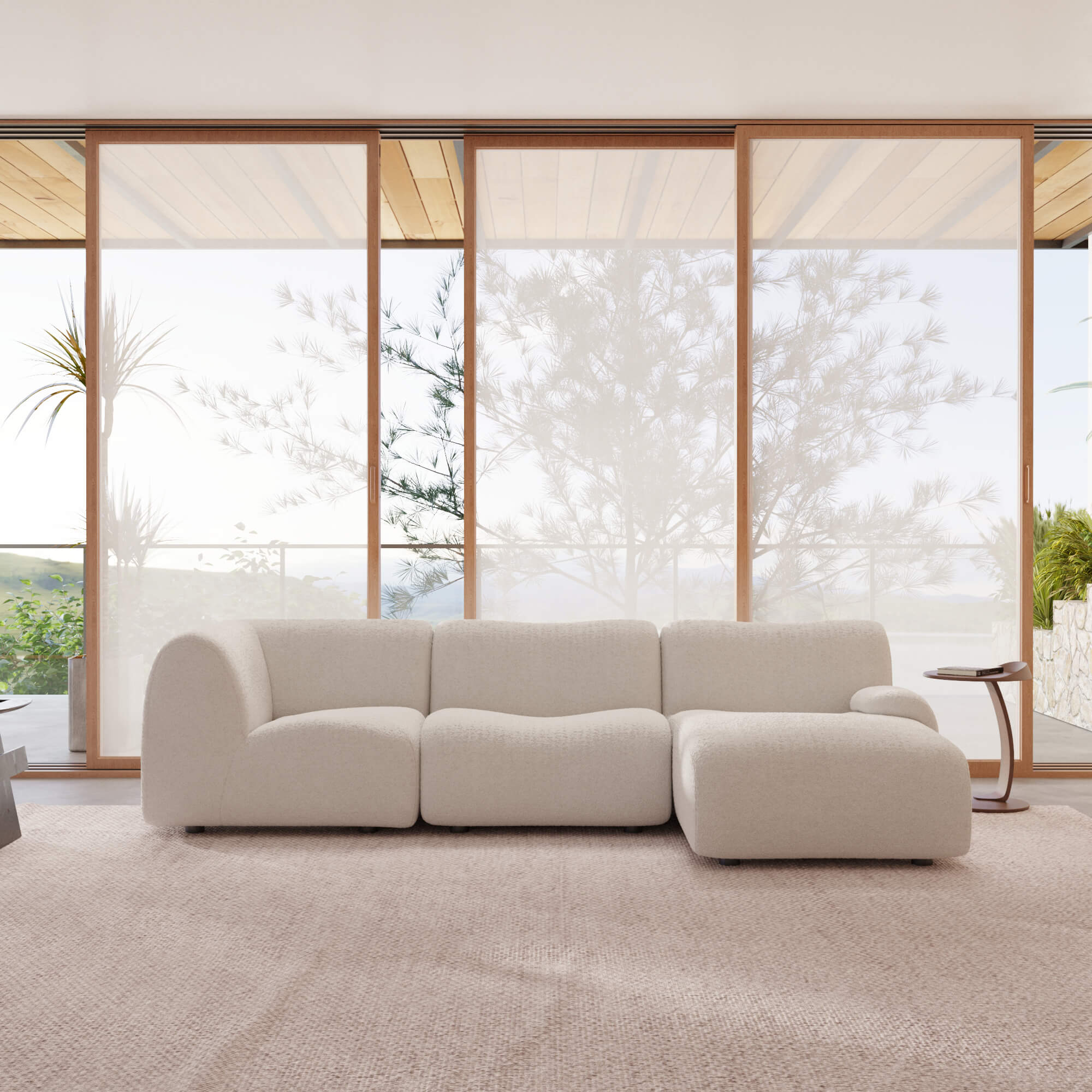 1977 Modular Sectional Couch | Pet-Friendly High-Arm Sofa Chaise with Washable Covers 3-Seater
