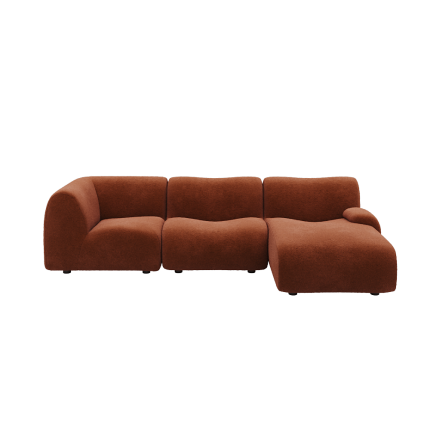 324 Copper Red 3 Seater Chaise Sofa Bd