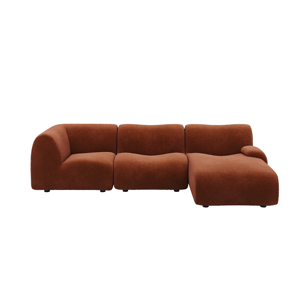 1977 Modular Sectional Couch | Pet-Friendly High-Arm Sofa Chaise with Washable Covers 3-Seater