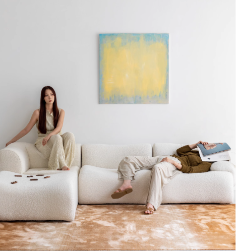 1977 Modular Sectional Couch | Pet-Friendly High-Arm Sofa Chaise with Washable Covers 3-Seater