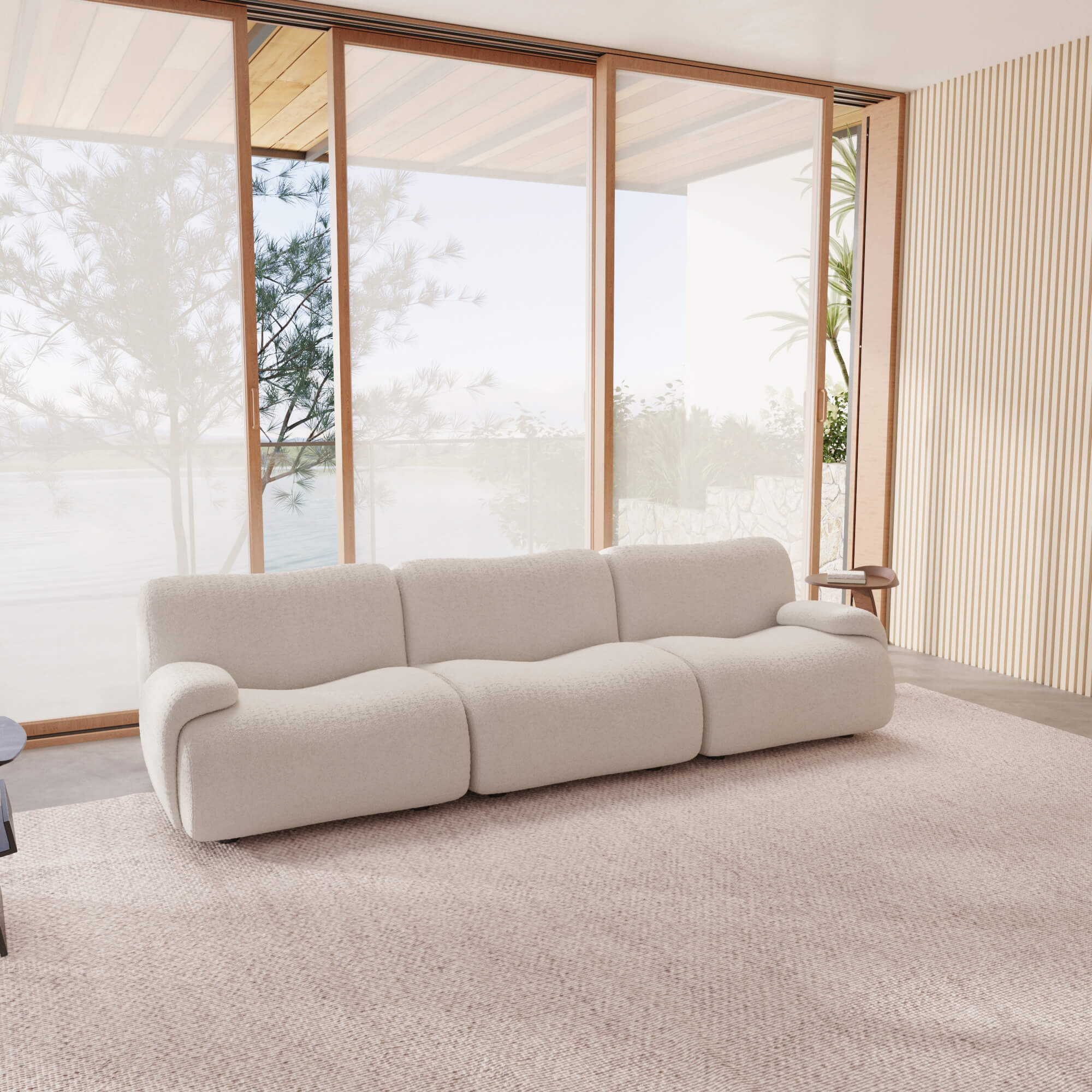 1977 Modular Sectional Couch | Pet-Friendly Low-Arm Sofa with Washable Covers 3-Seater