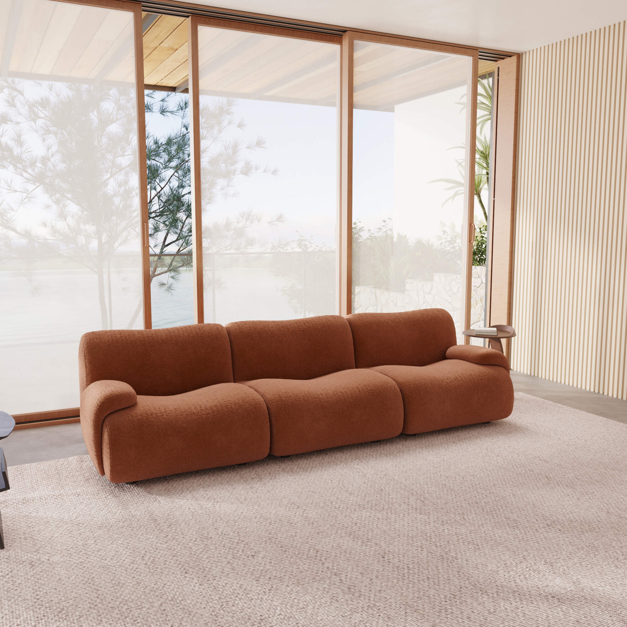 1977 Modular Sectional Couch | Pet-Friendly Low-Arm Sofa with Washable Covers 3-Seater