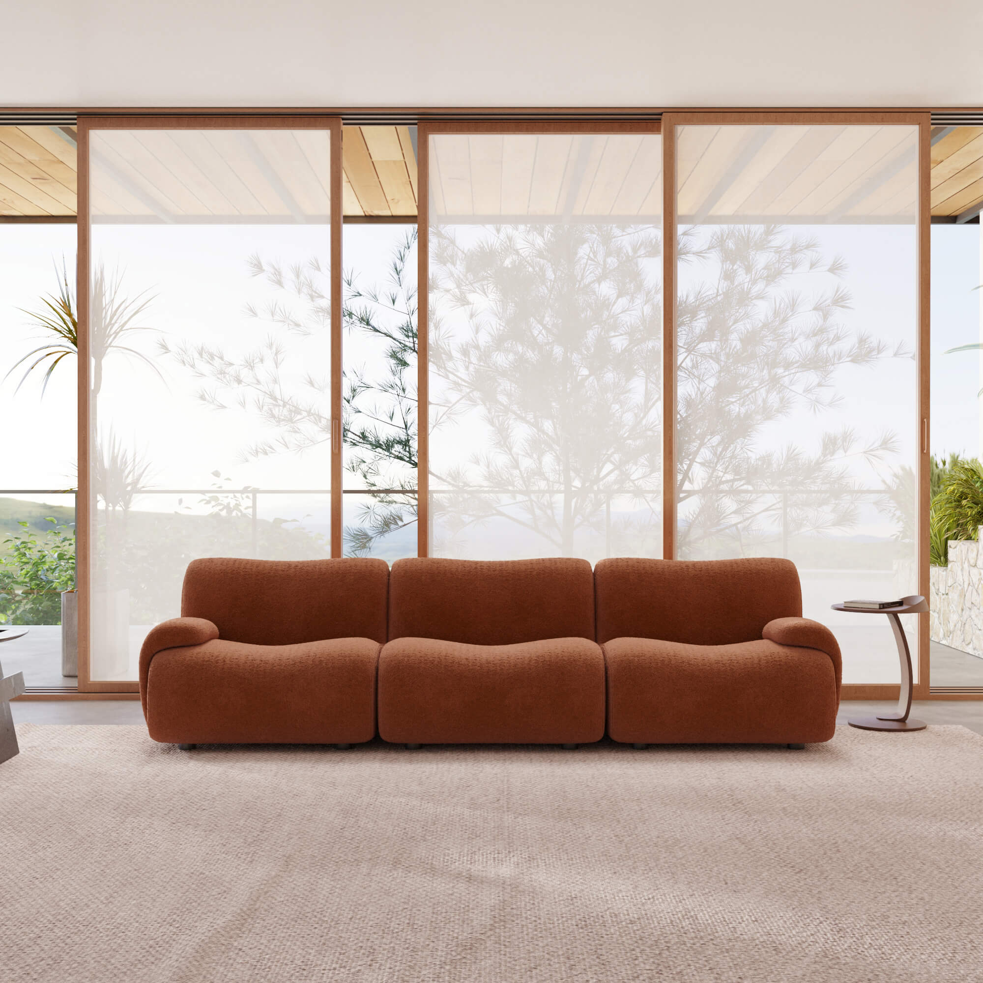 1977 Modular Sectional Couch | Pet-Friendly Low-Arm Sofa with Washable Covers 3-Seater