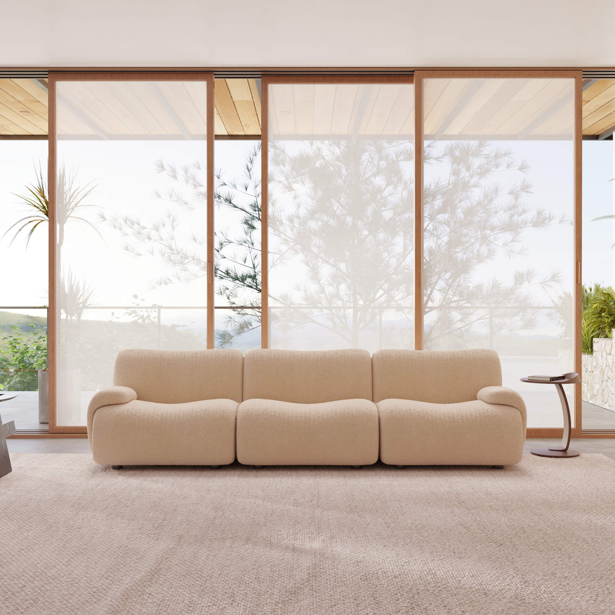 1977 Modular Sectional Couch | Pet-Friendly Low-Arm Sofa with Washable Covers 3-Seater