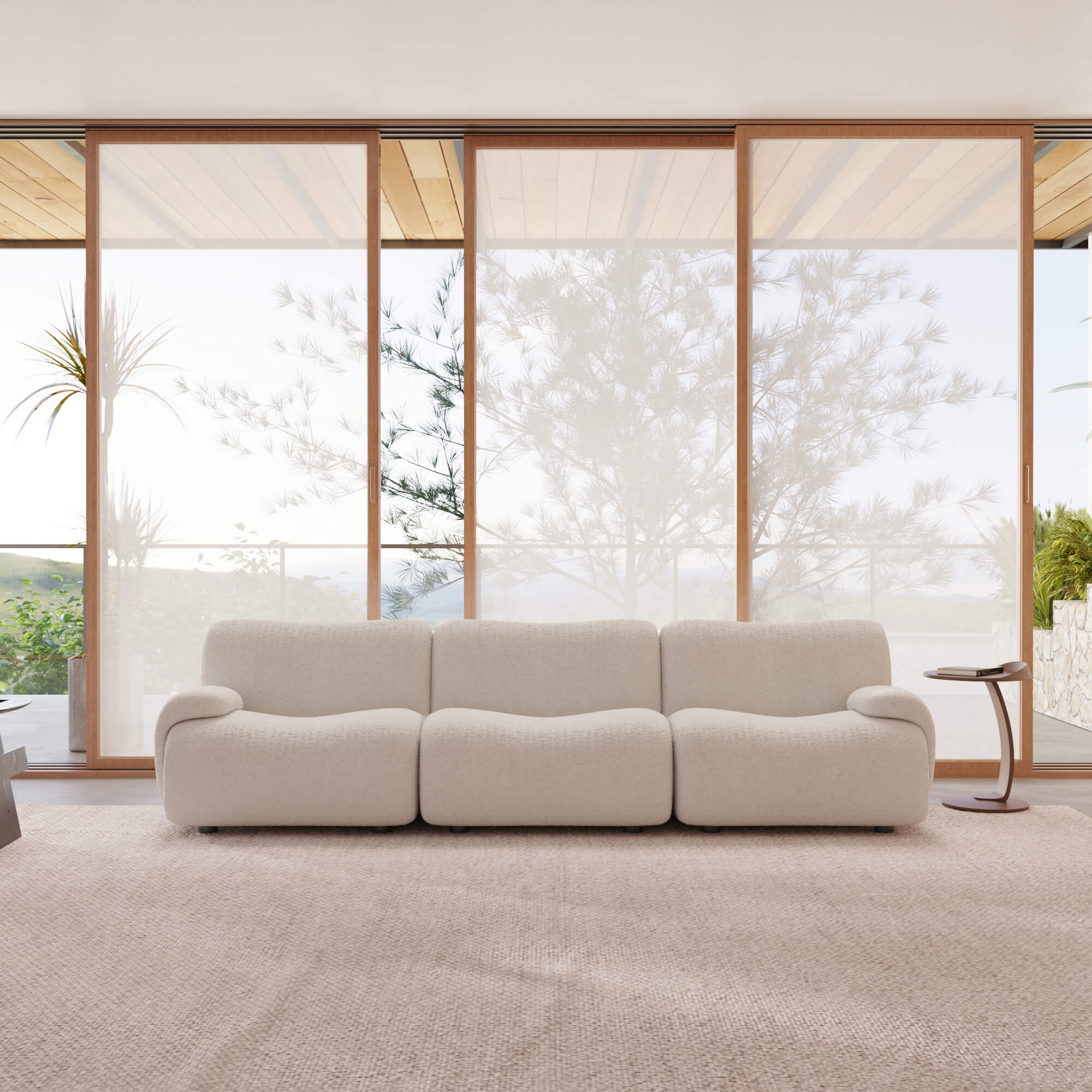 1977 Modular Sectional Couch | Pet-Friendly Low-Arm Sofa with Washable Covers 3-Seater