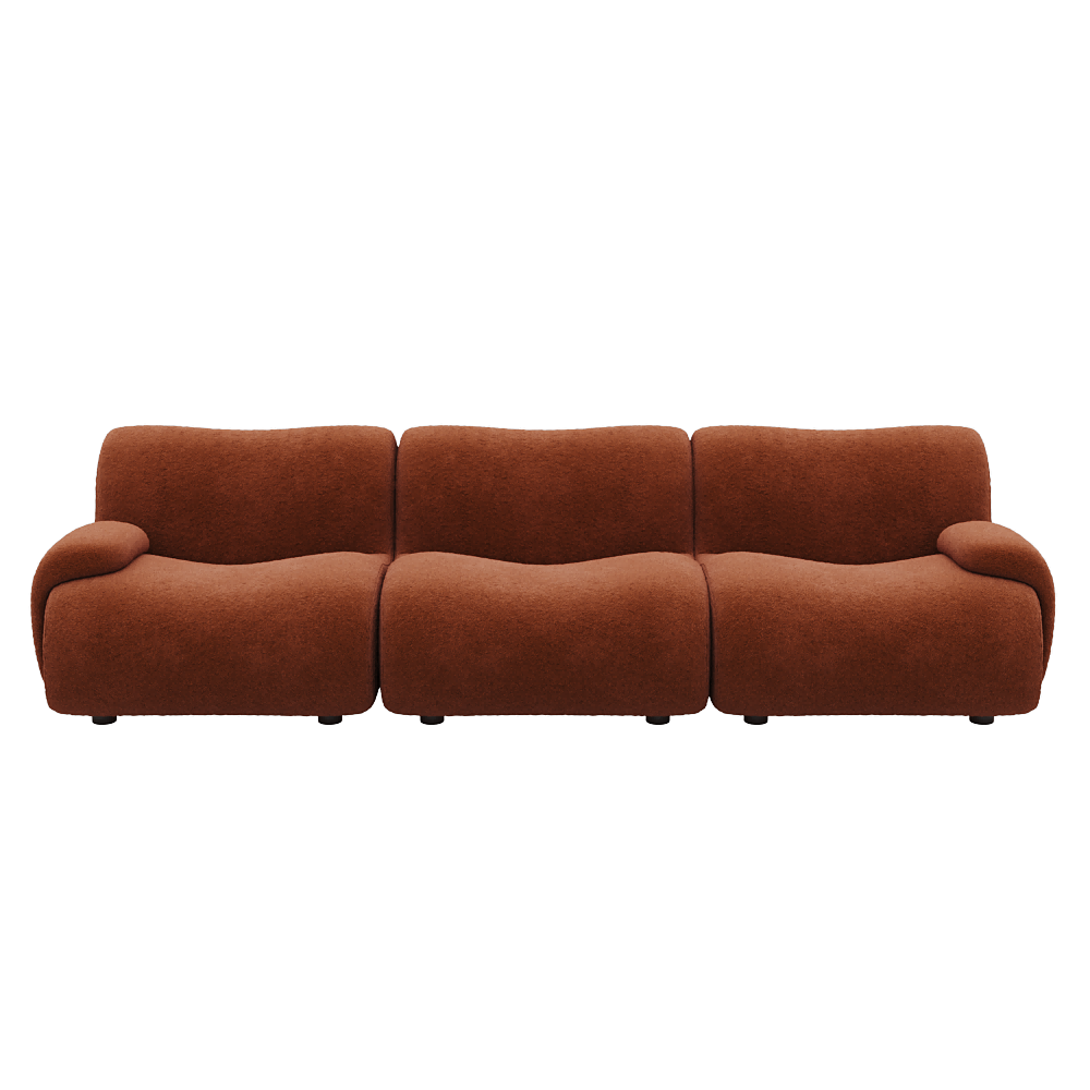 1977 Modular Sectional Couch | Pet-Friendly Low-Arm Sofa with Washable Covers 3-Seater