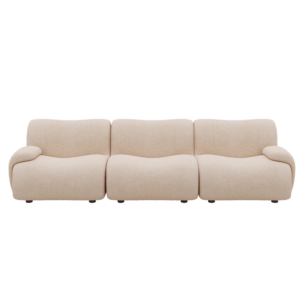 1977 Modular Sectional Couch | Pet-Friendly Low-Arm Sofa with Washable Covers 3-Seater