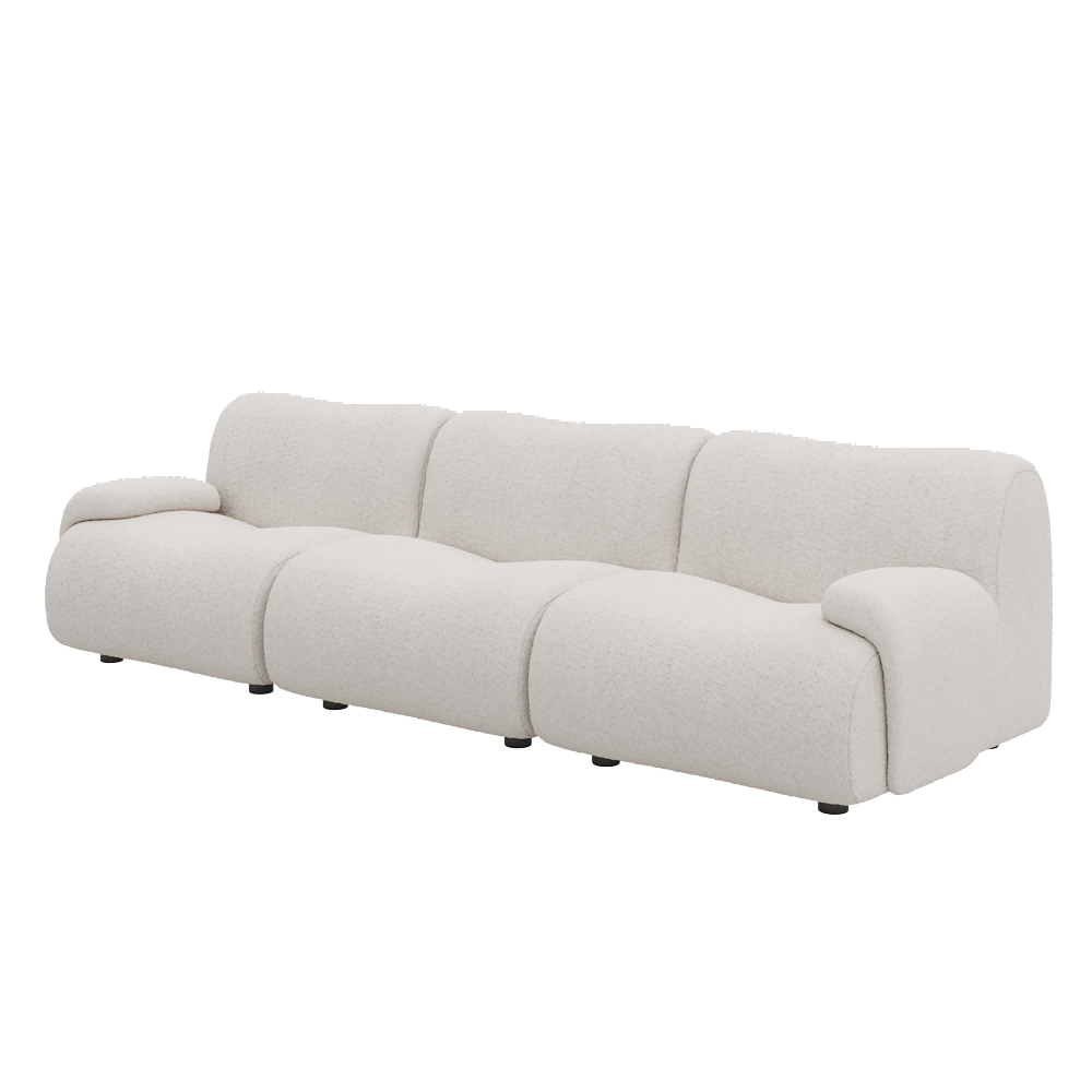 1977 Modular Sectional Couch | Pet-Friendly Low-Arm Sofa with Washable Covers 3-Seater