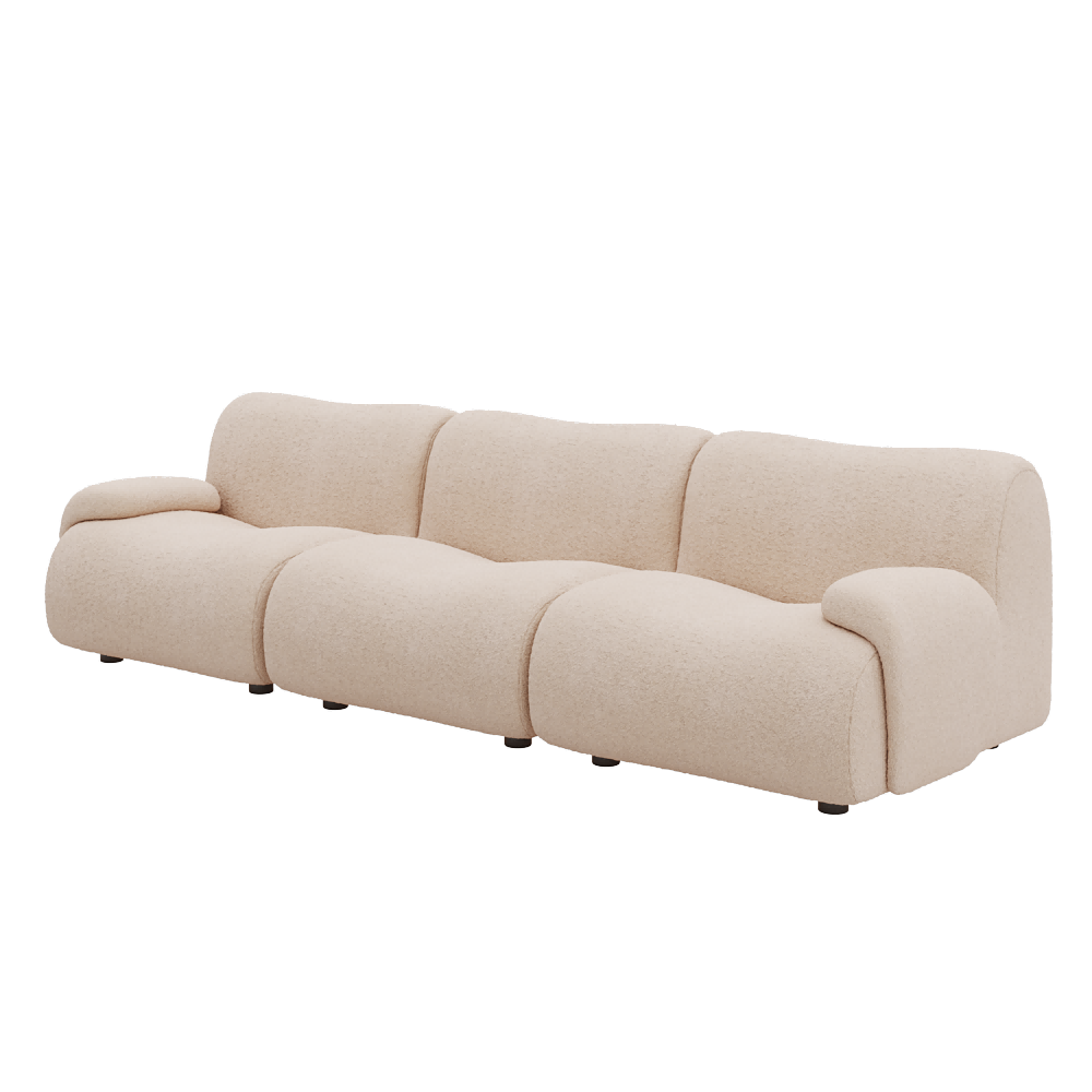 1977 Modular Sectional Couch | Pet-Friendly Low-Arm Sofa with Washable Covers 3-Seater