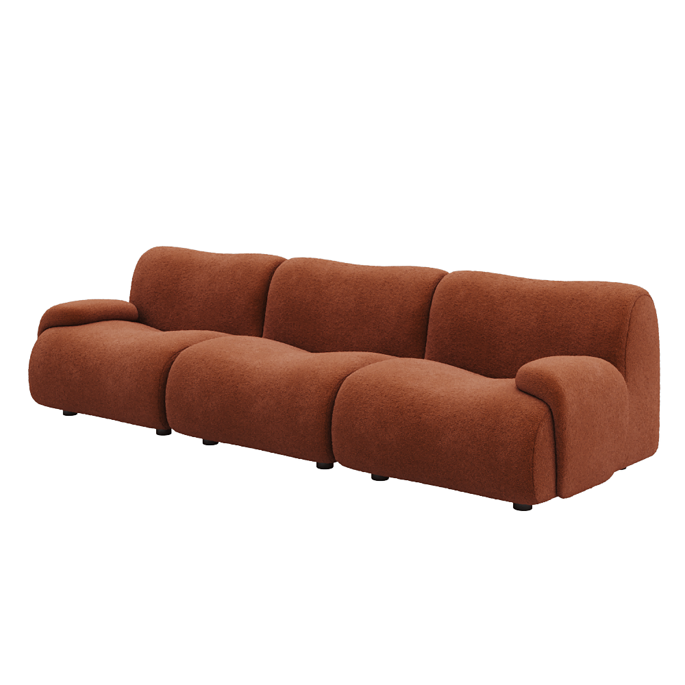 1977 Modular Sectional Couch | Pet-Friendly Low-Arm Sofa with Washable Covers 3-Seater