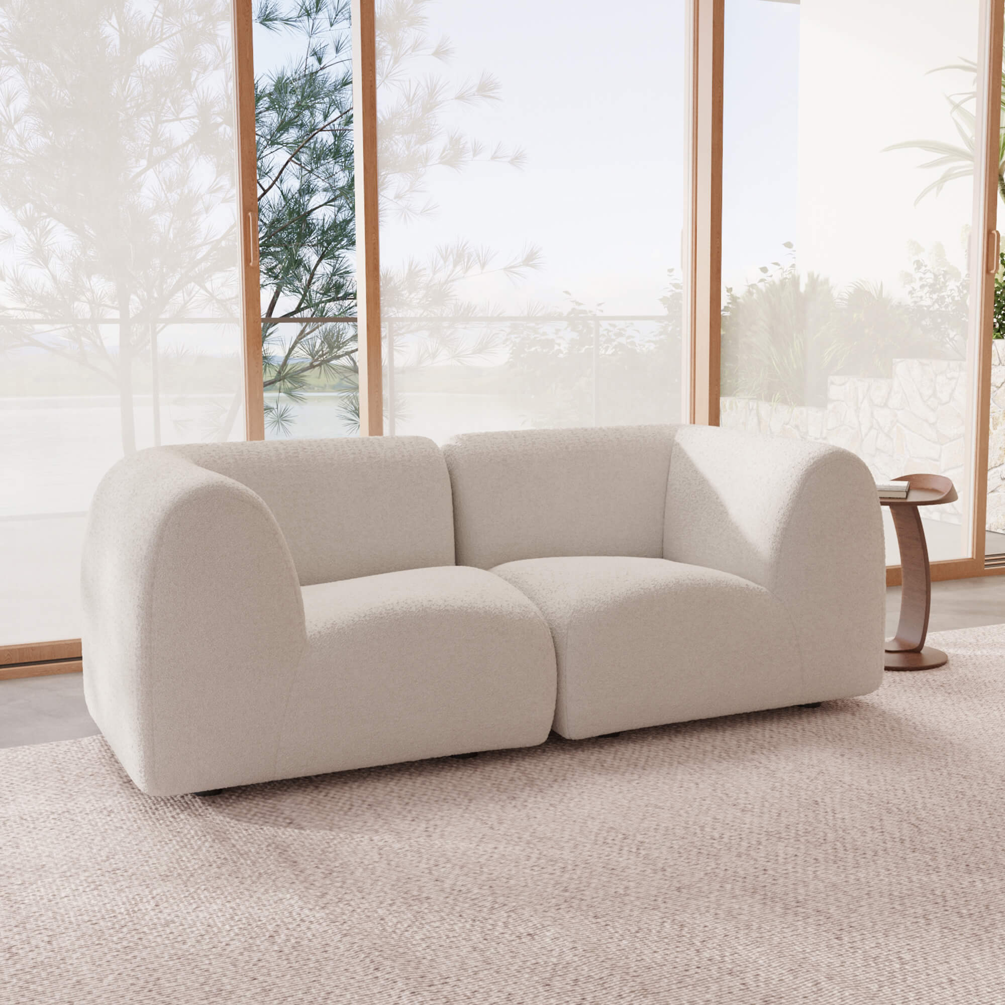 1977 Modular Sectional Couch | Pet-Friendly High-Arm Sofa with Washable Covers Loveseat