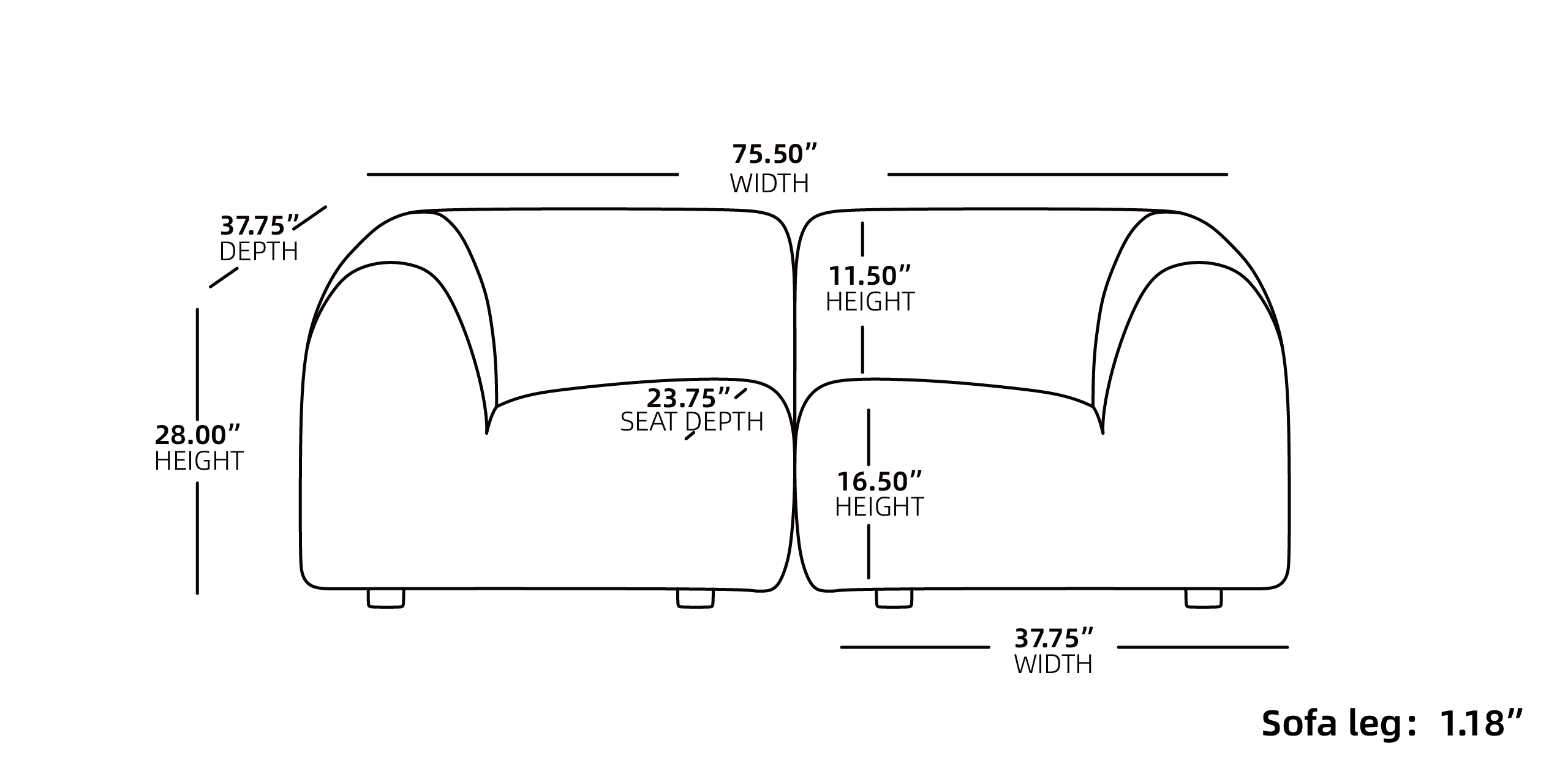 324 Modular Sectional Sofa Loveseat Size