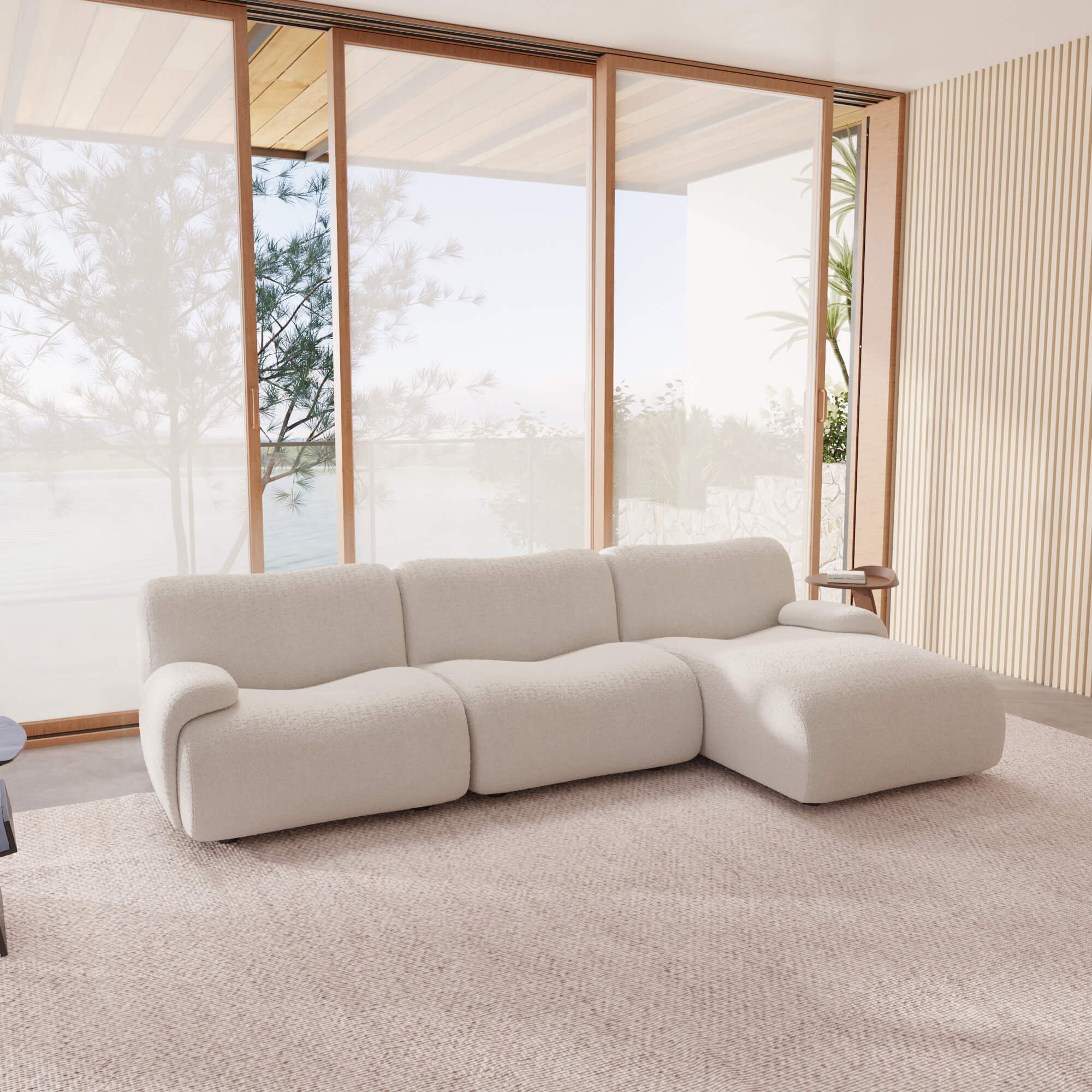 1977 Modular Sectional Couch | Pet-Friendly Low-Arm Sofa Chaise with Washable Covers 3-Seater