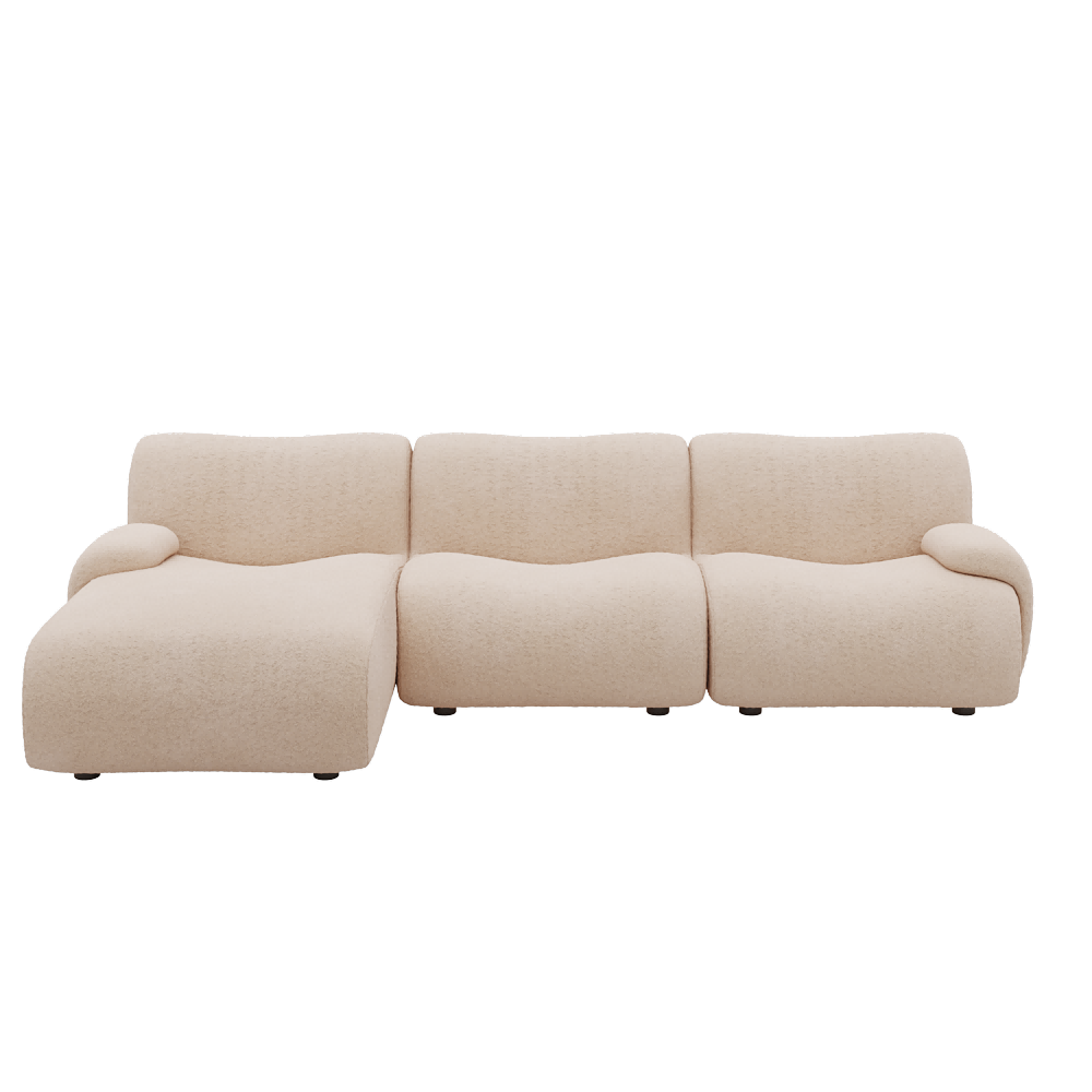 1977 Modular Sectional Couch | Pet-Friendly Low-Arm Sofa Chaise with Washable Covers 3-Seater