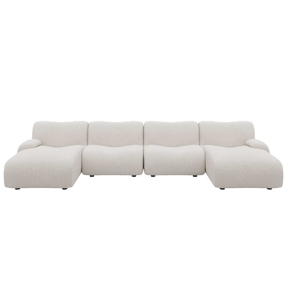 1977 Modular Sectional Couch | Pet-Friendly Low-Arm Sofa with Washable Covers 4-Seater U-Shaped